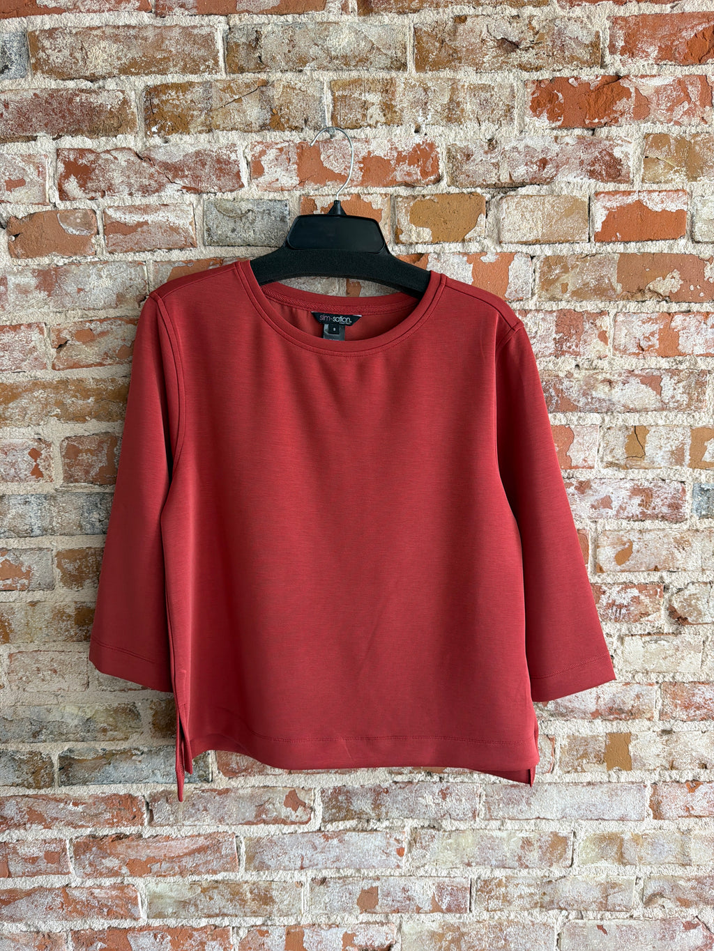 Multiples 3/4 sleeve hi-lo soft top