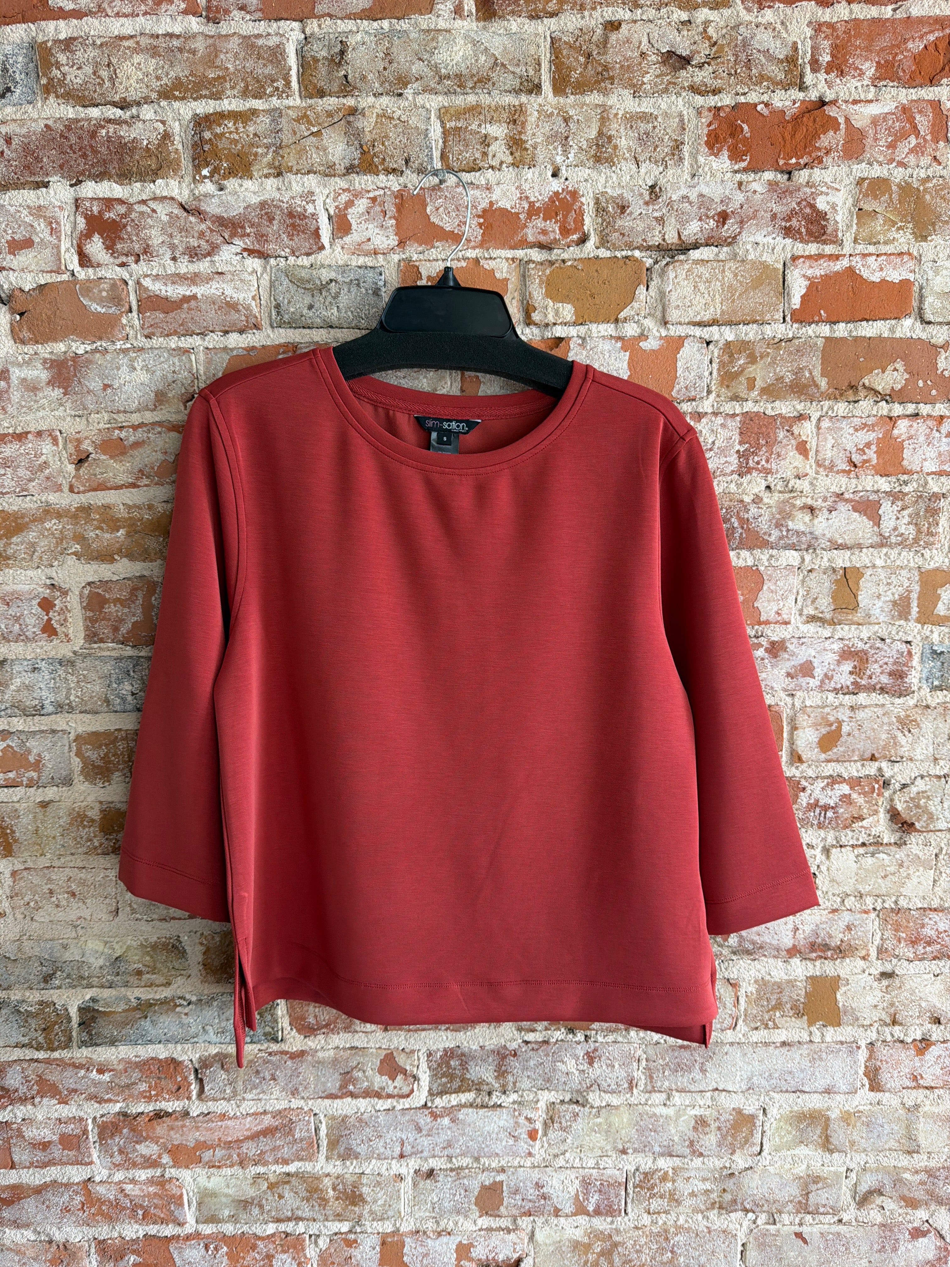 Multiples 3/4 sleeve hi-lo soft top