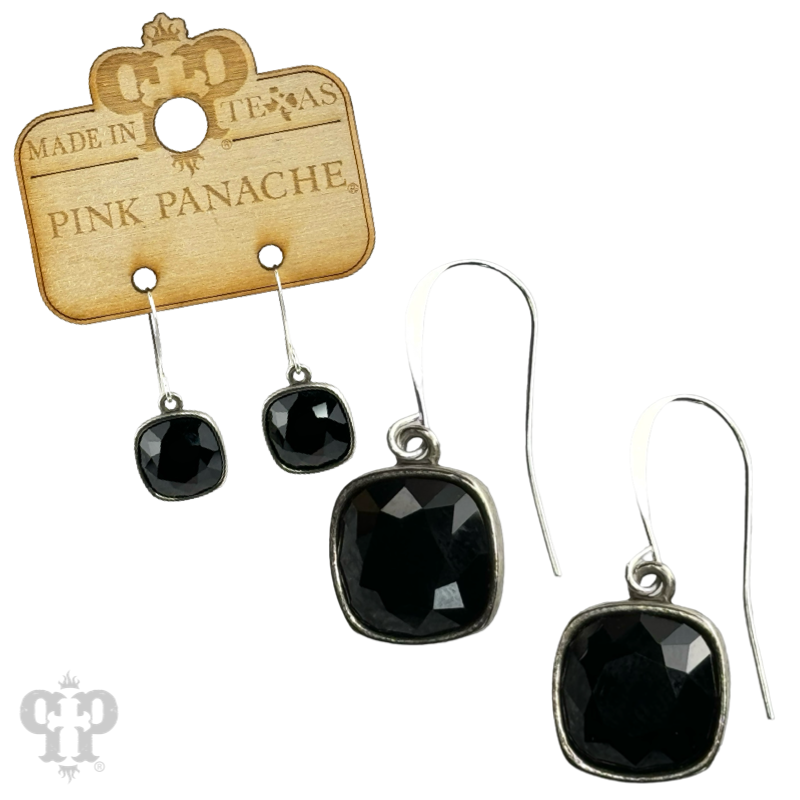 Pink Panache Austrian square crystal hook earring, 12mm