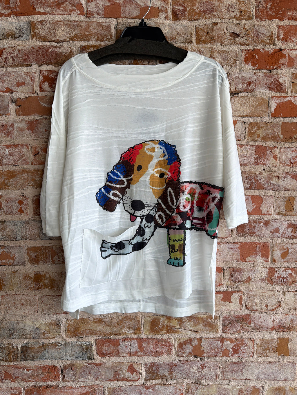 Inoah puppy dog 3/4 sleeve pull over shirt