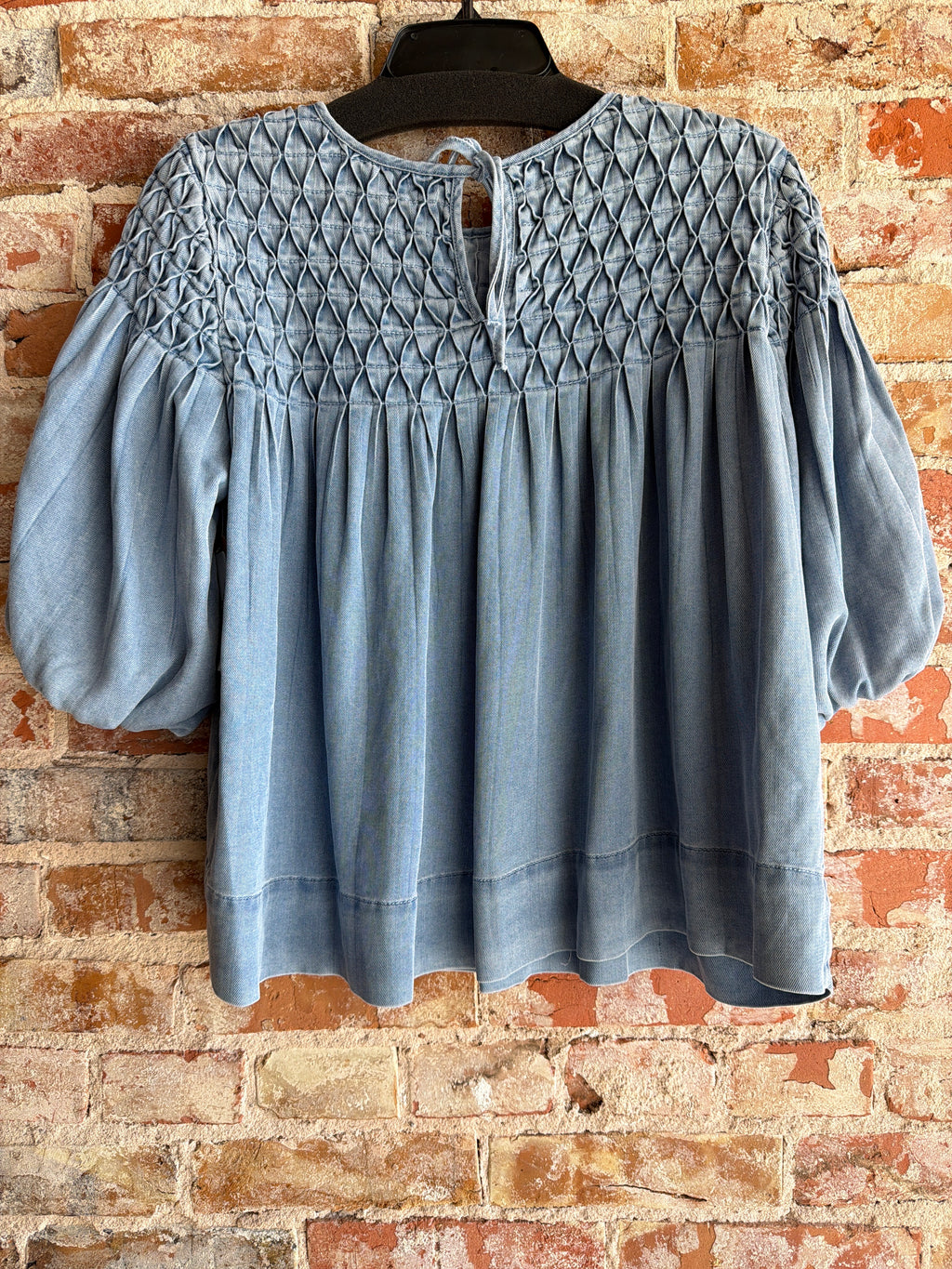 Tru Luxe Smocked Denim Top