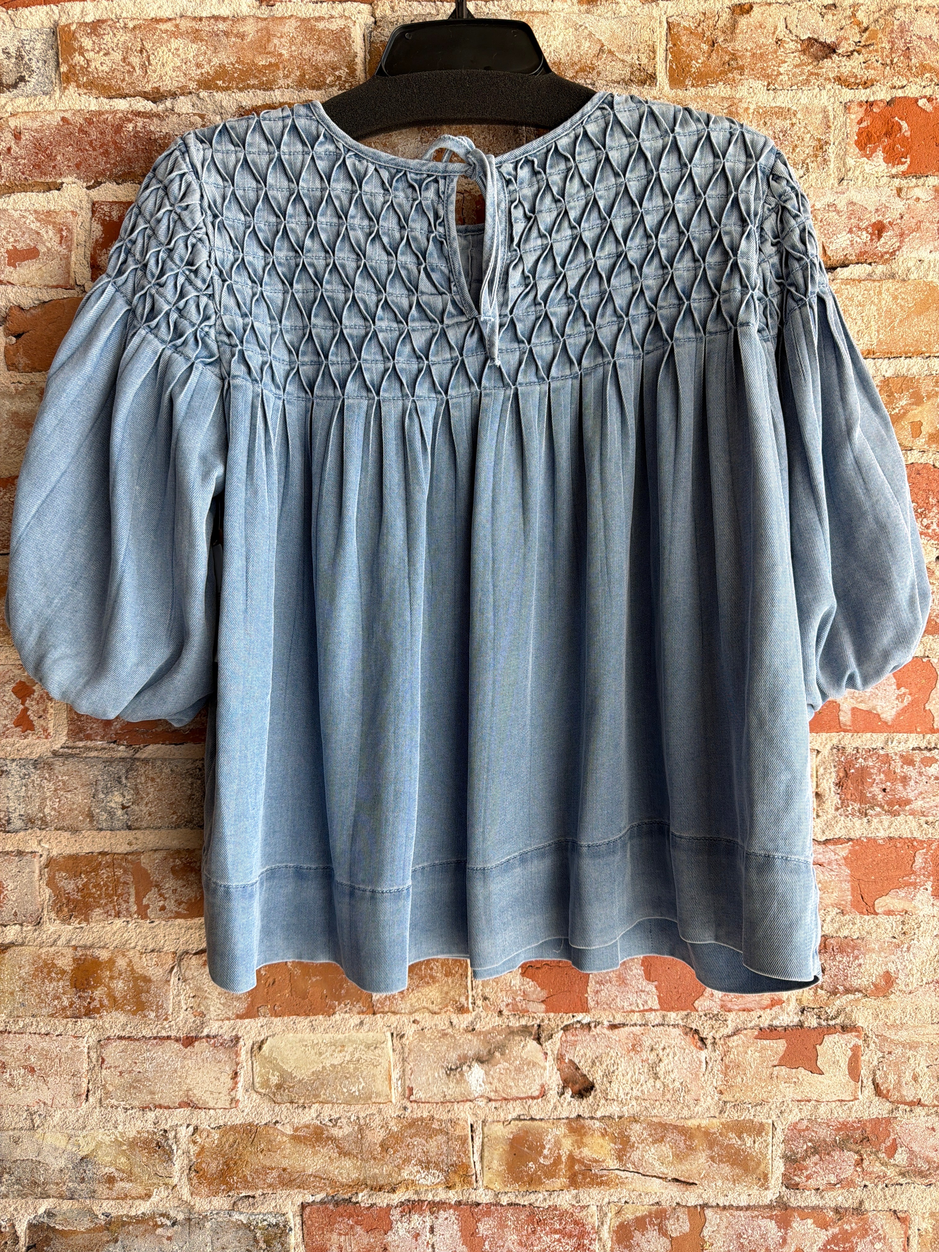 Tru Luxe Smocked Denim Top