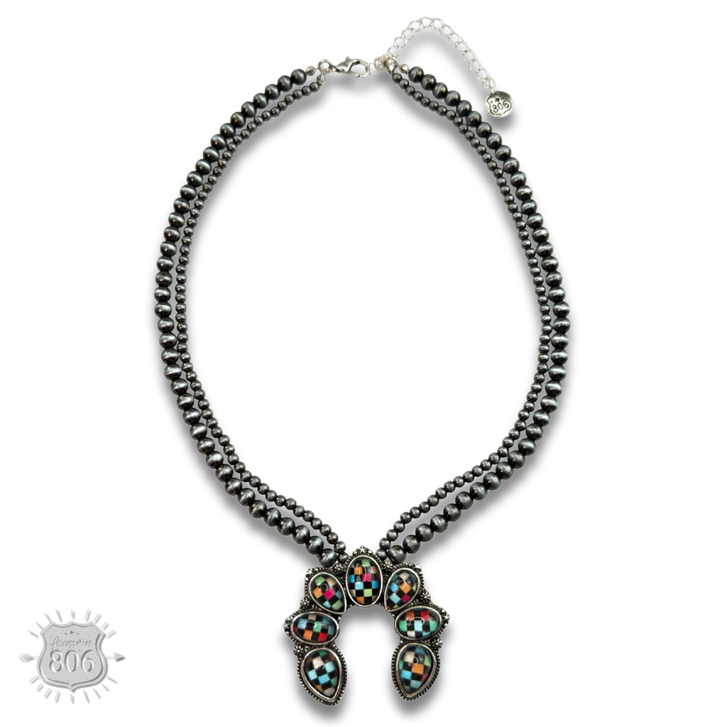 Checkerboard naja style necklace