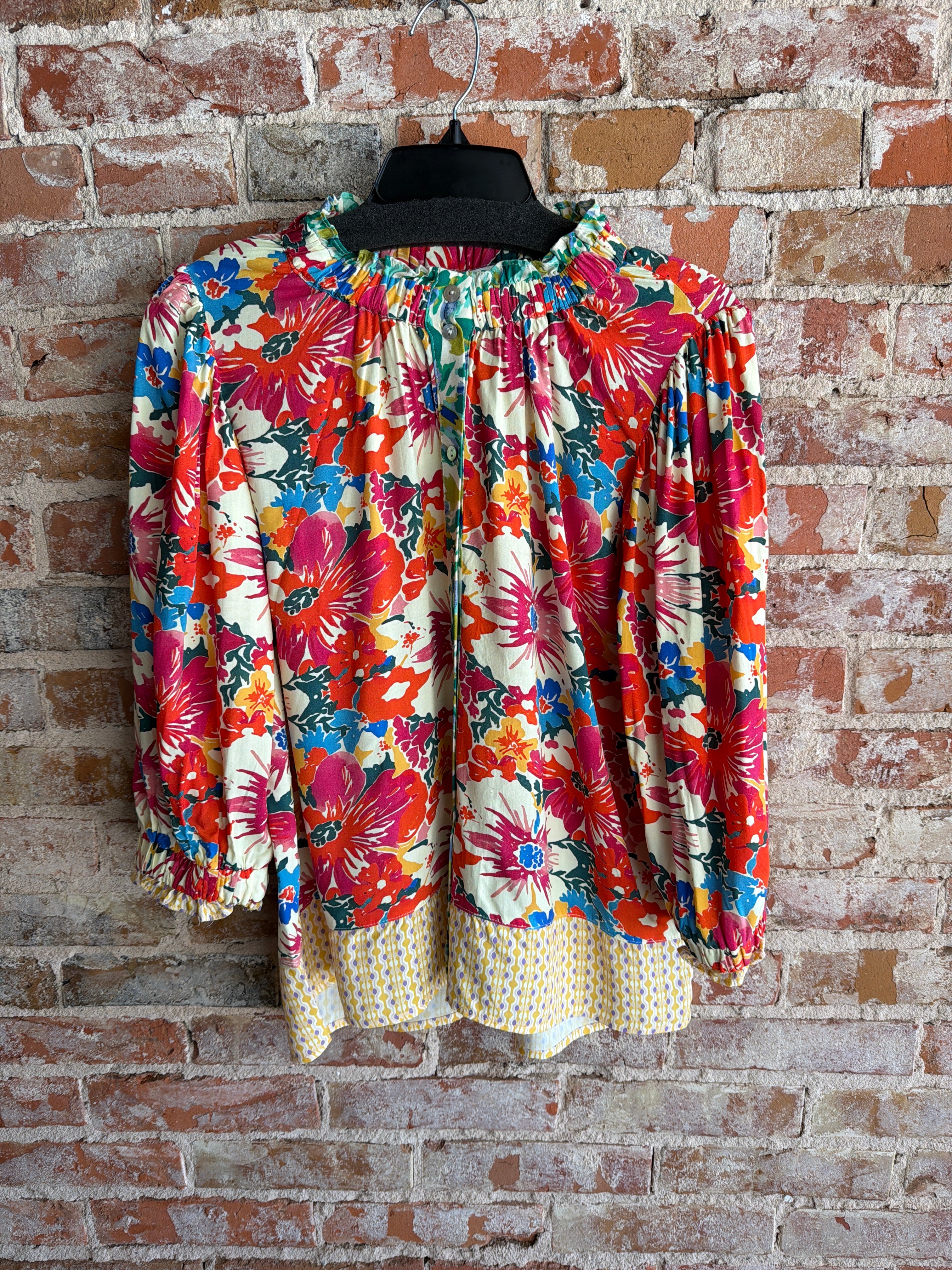Tru Luxe Mixed Print Bottom Collar Top
