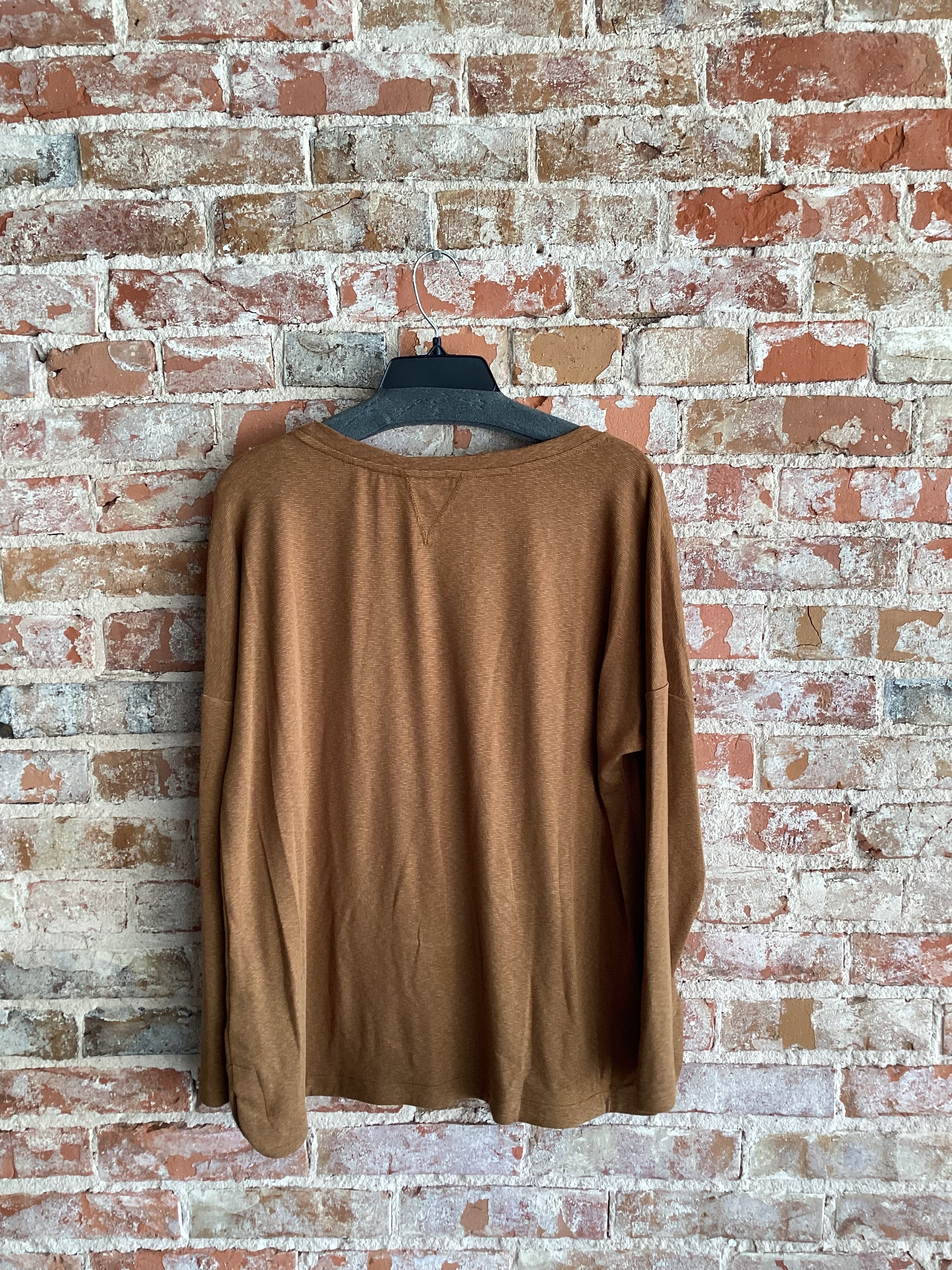 Tru Luxe Rib Knit Sleeve Top - Brown