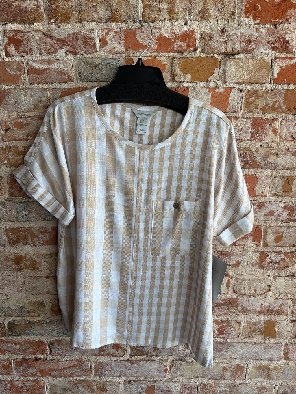 Multiples Cuffed Wide Neck Top