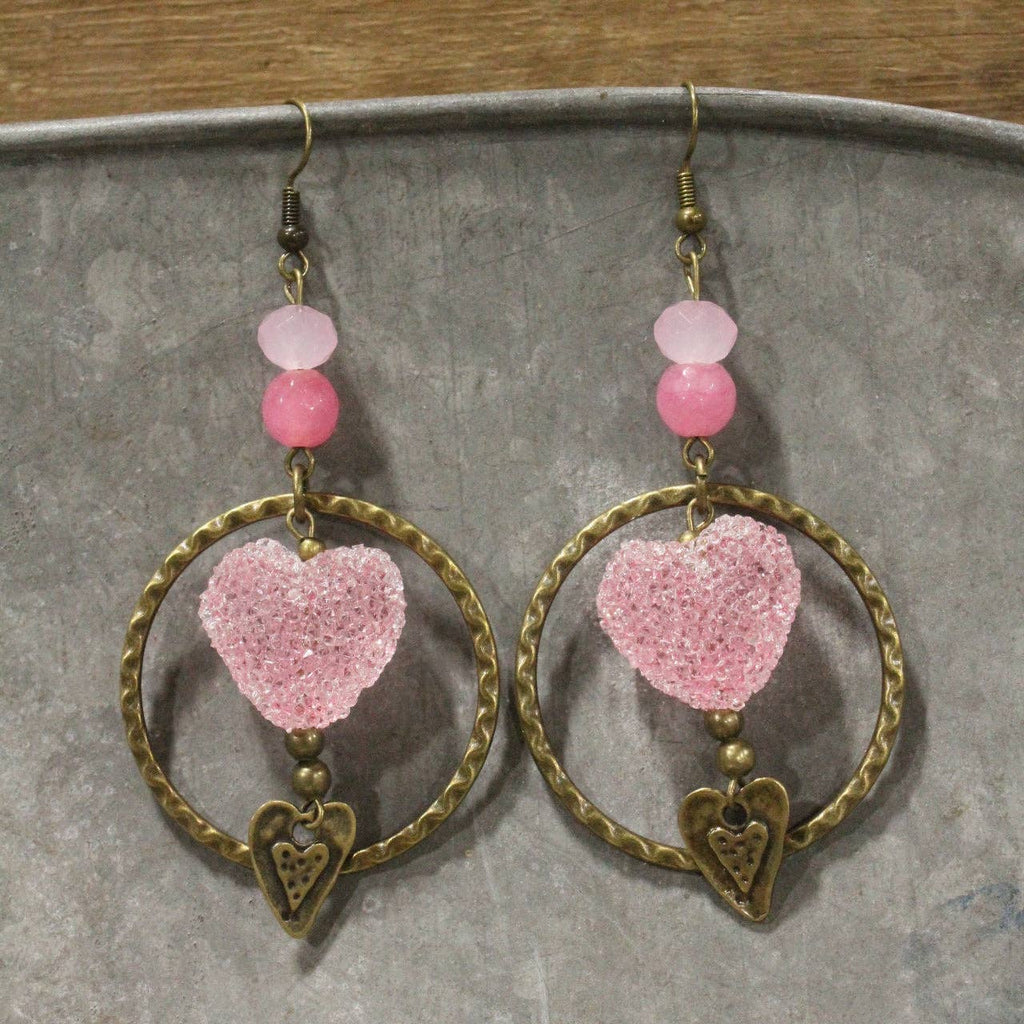 Cupids Corner Pink Dangle Earrings