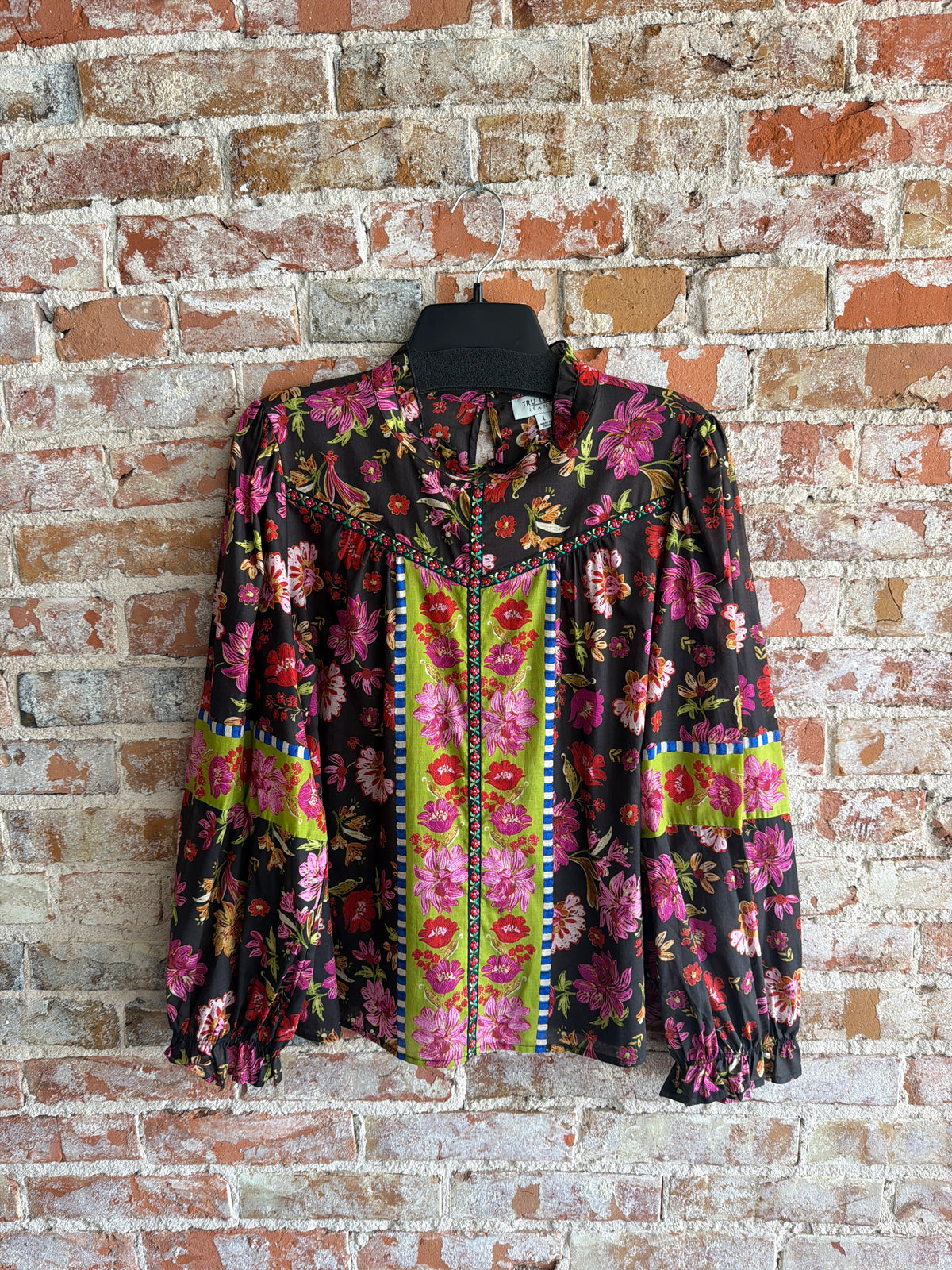 Tru Luxe Ruffle Neck Floral Blouse