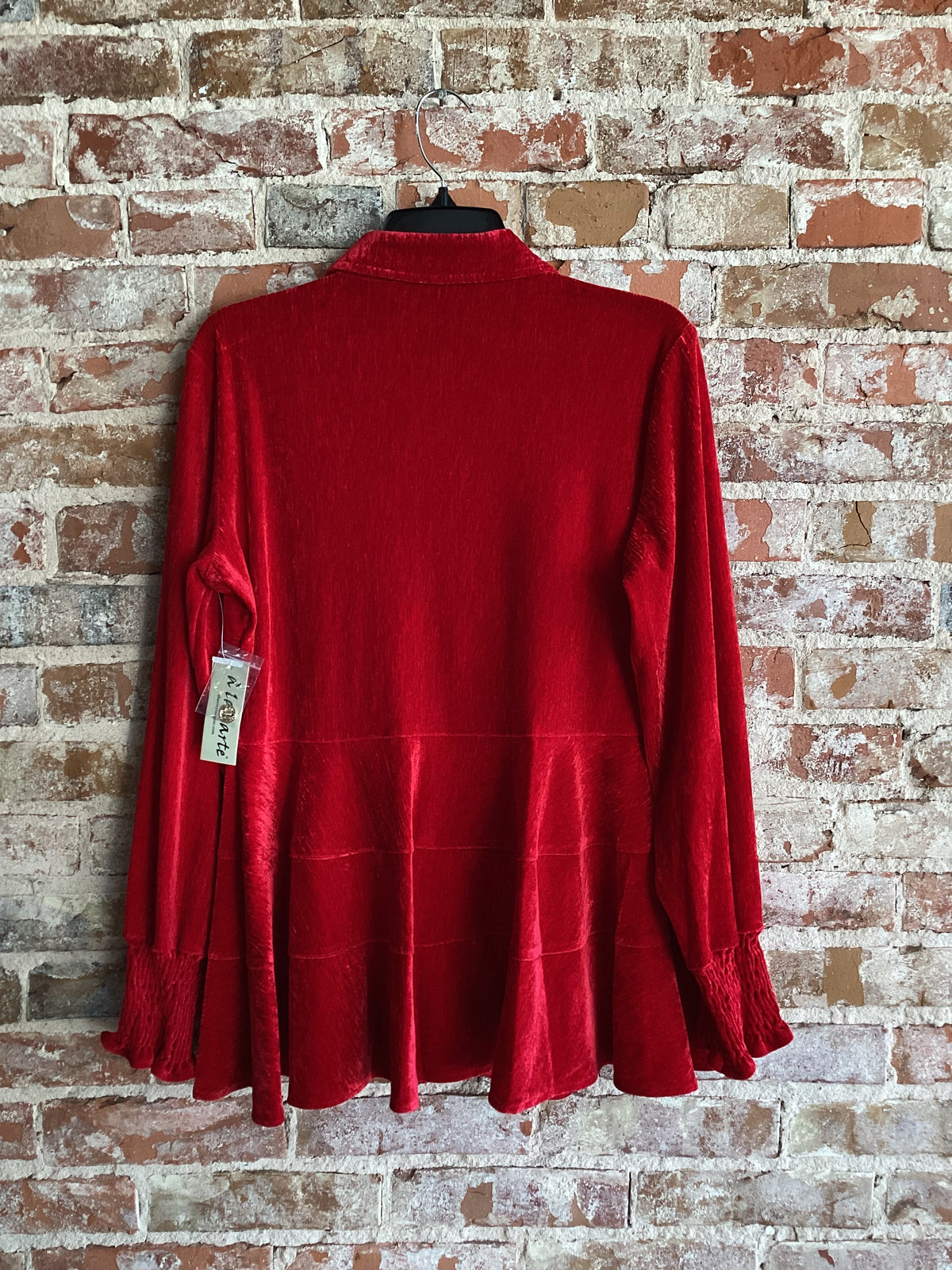 A La Cart Tiered Velvet Button Up Shirt
