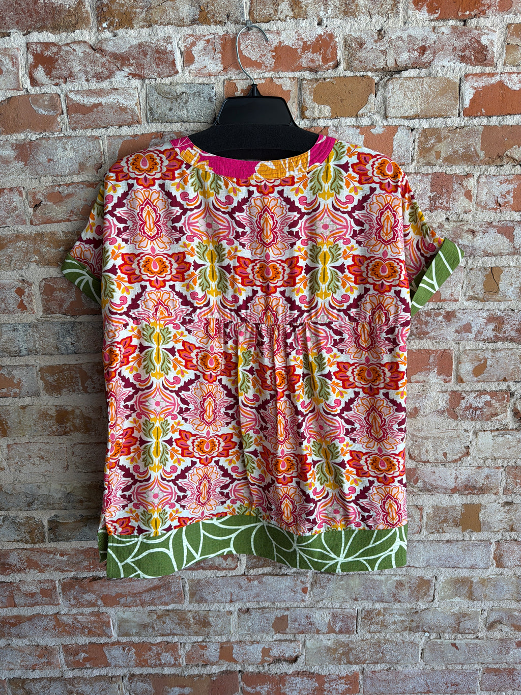 Tru luxe Mixed Print Split Neck Top