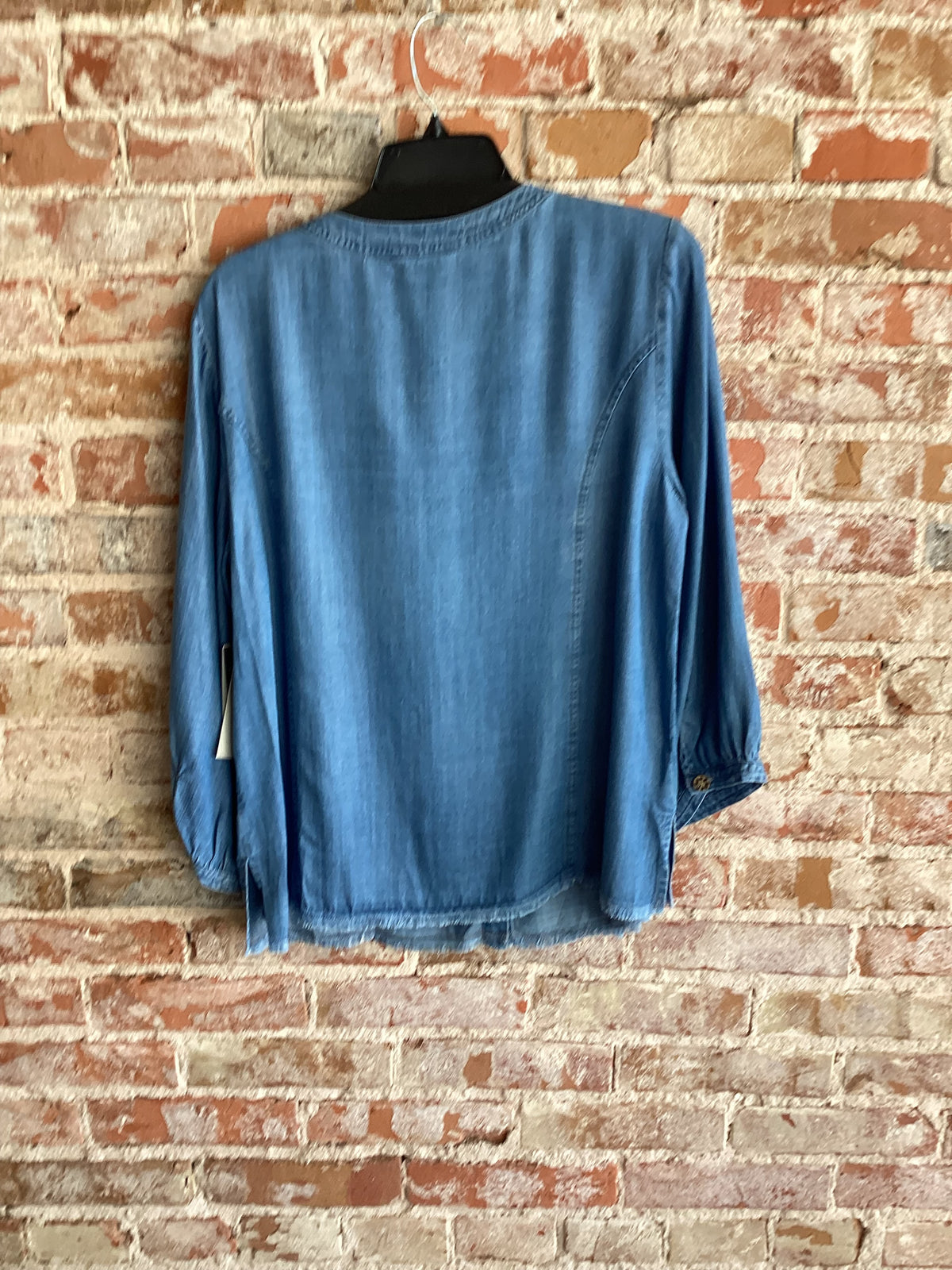 Multiples Embroidered Top with Fringe Hem
