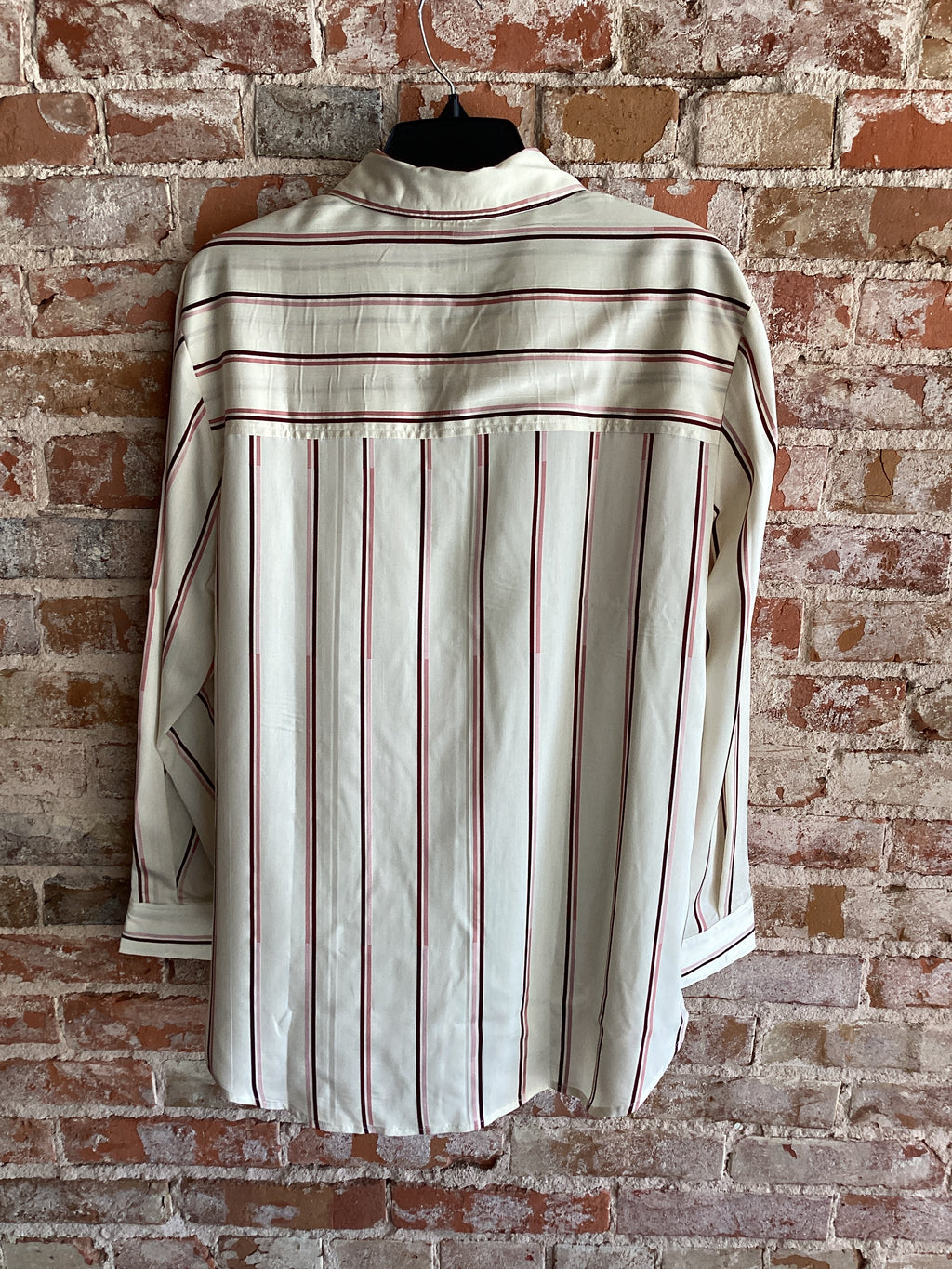 Tribal Oversized Pink and Burgundy Striped Button Up