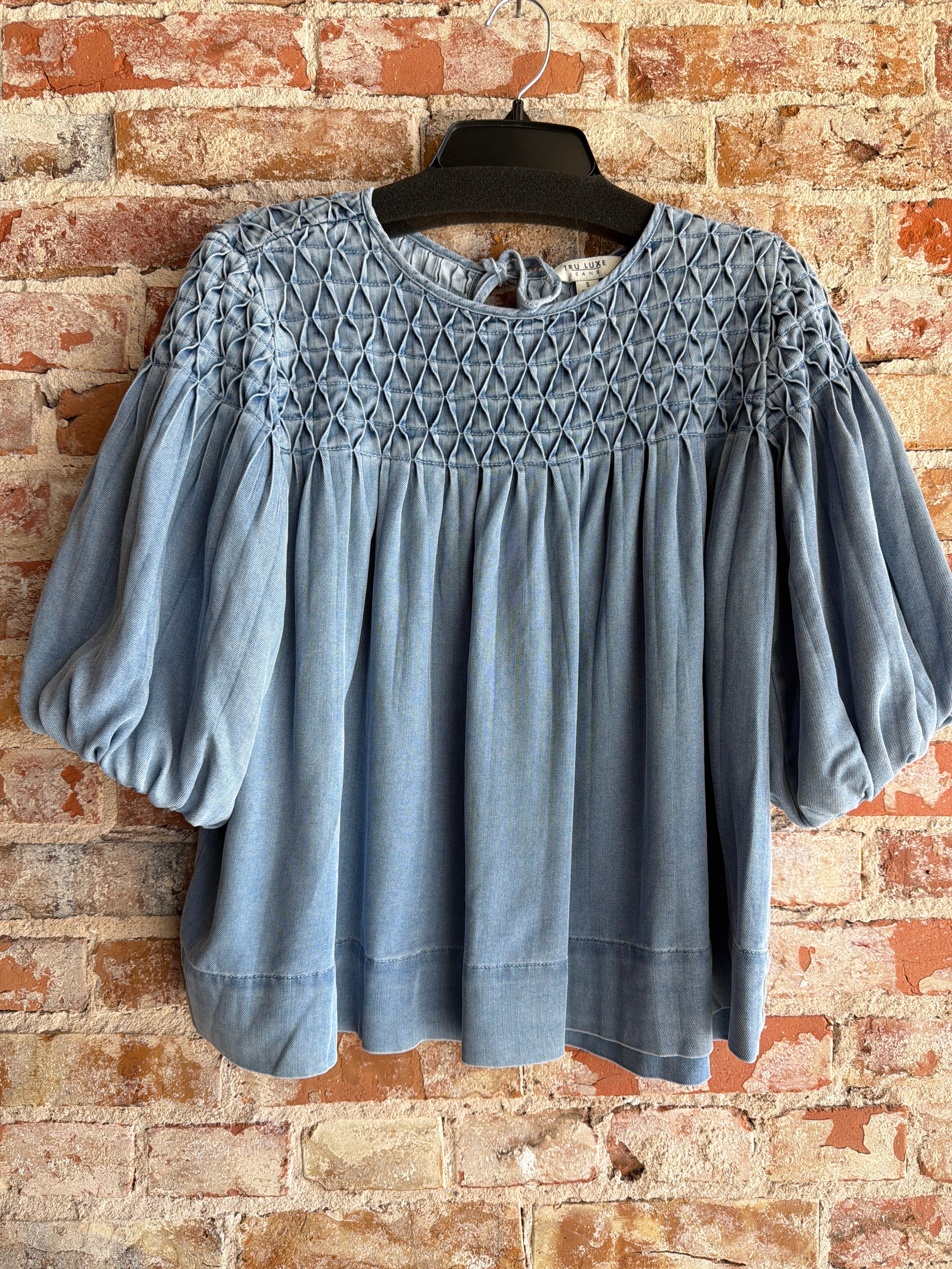 Tru Luxe Smocked Denim Top