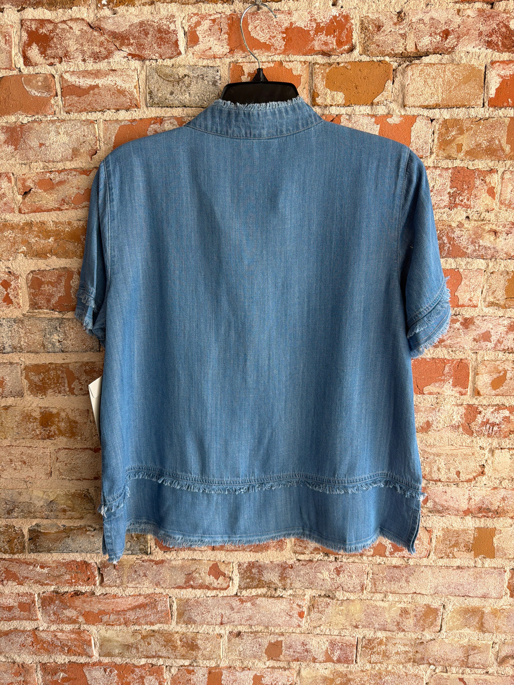 Multiples Fringe Button Front Top