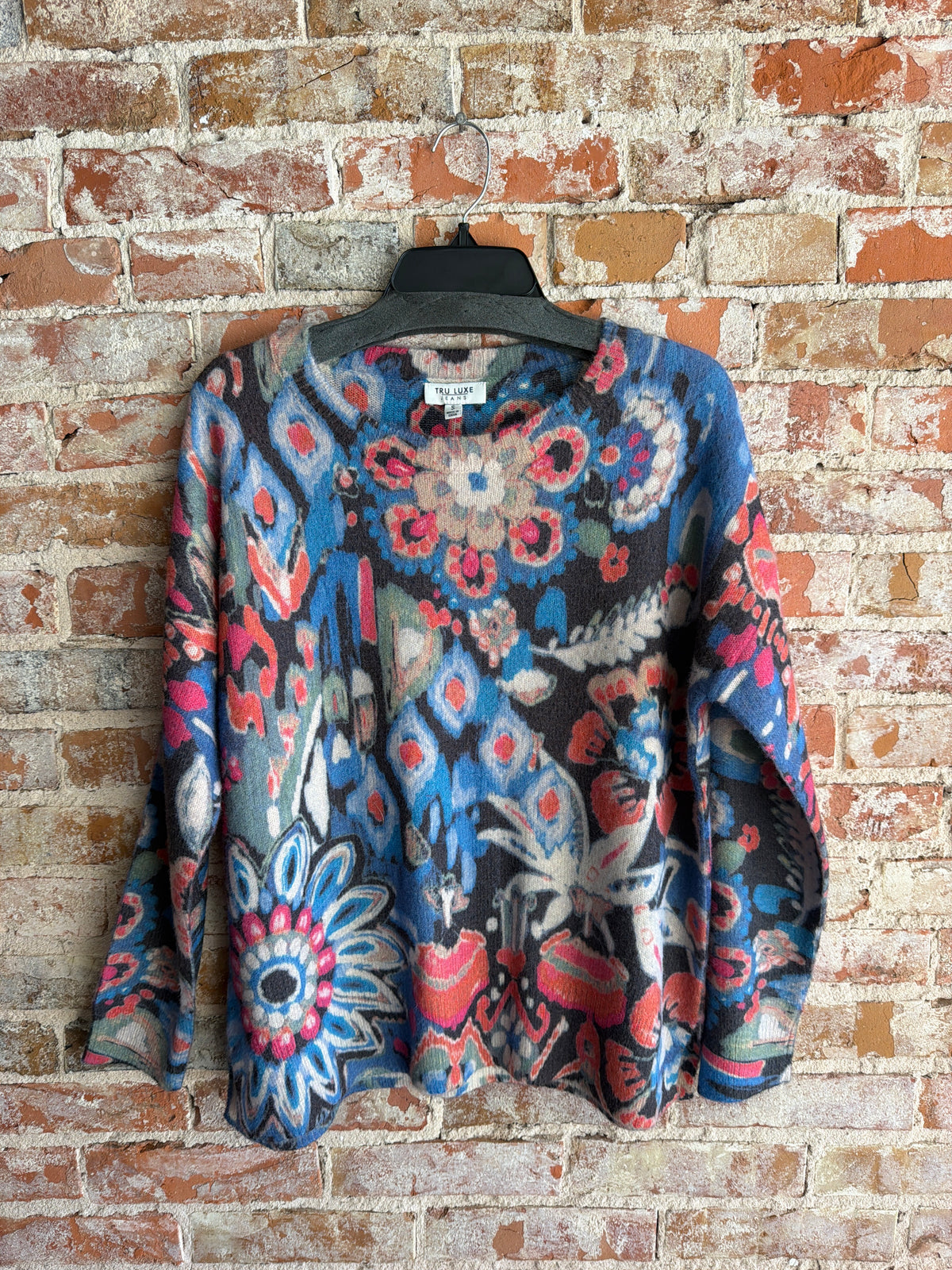 Tru Luxe Knit Printed Crew Neck L/S