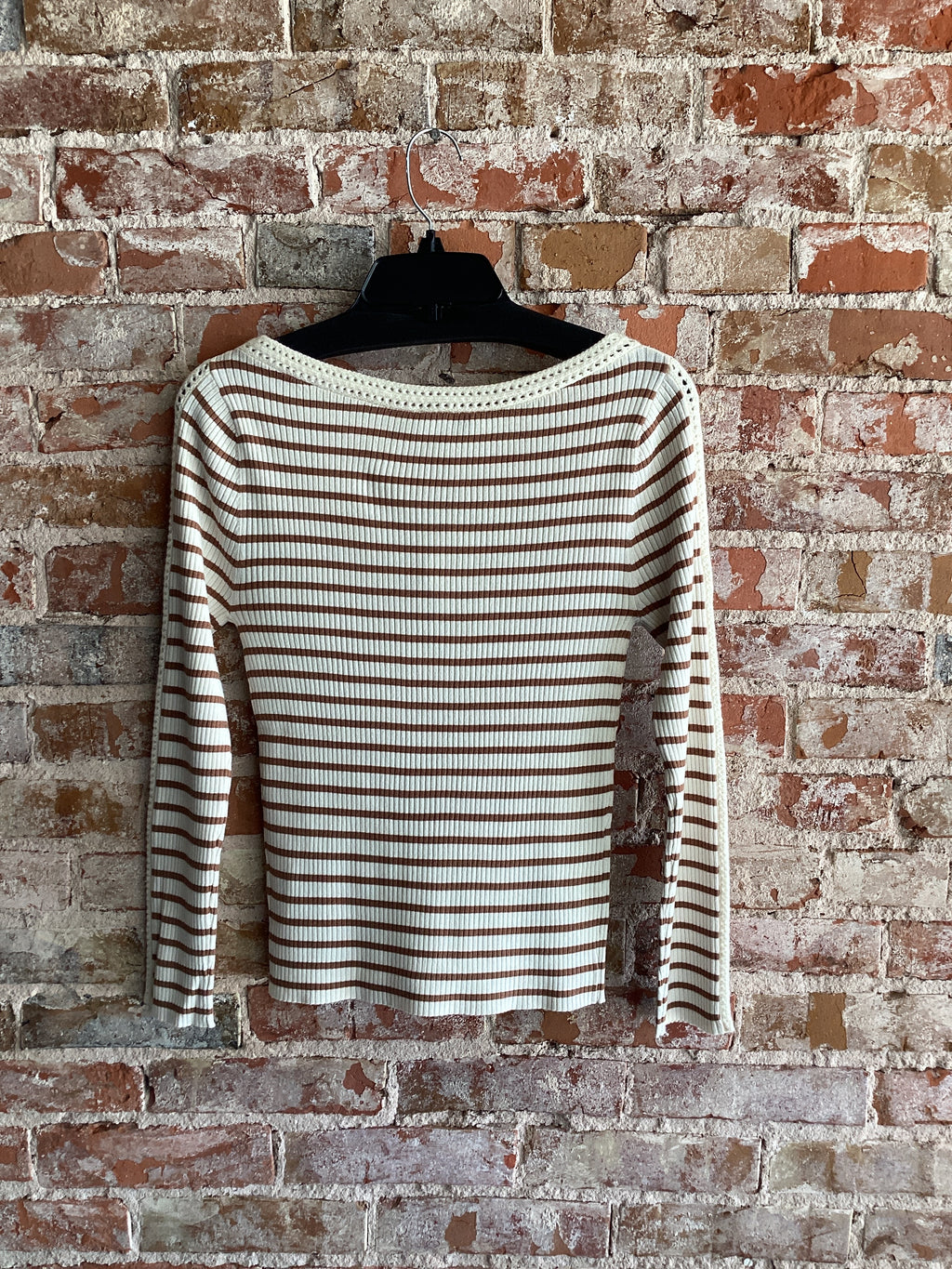 Stripe Sweater W/ Crochet Trim
