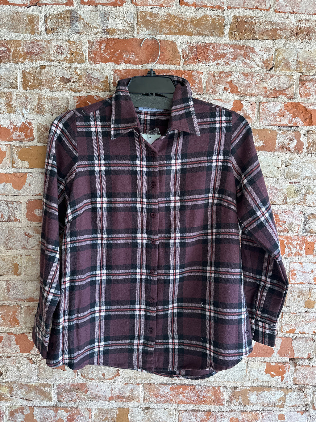 Keren Hart plaid maroon top
