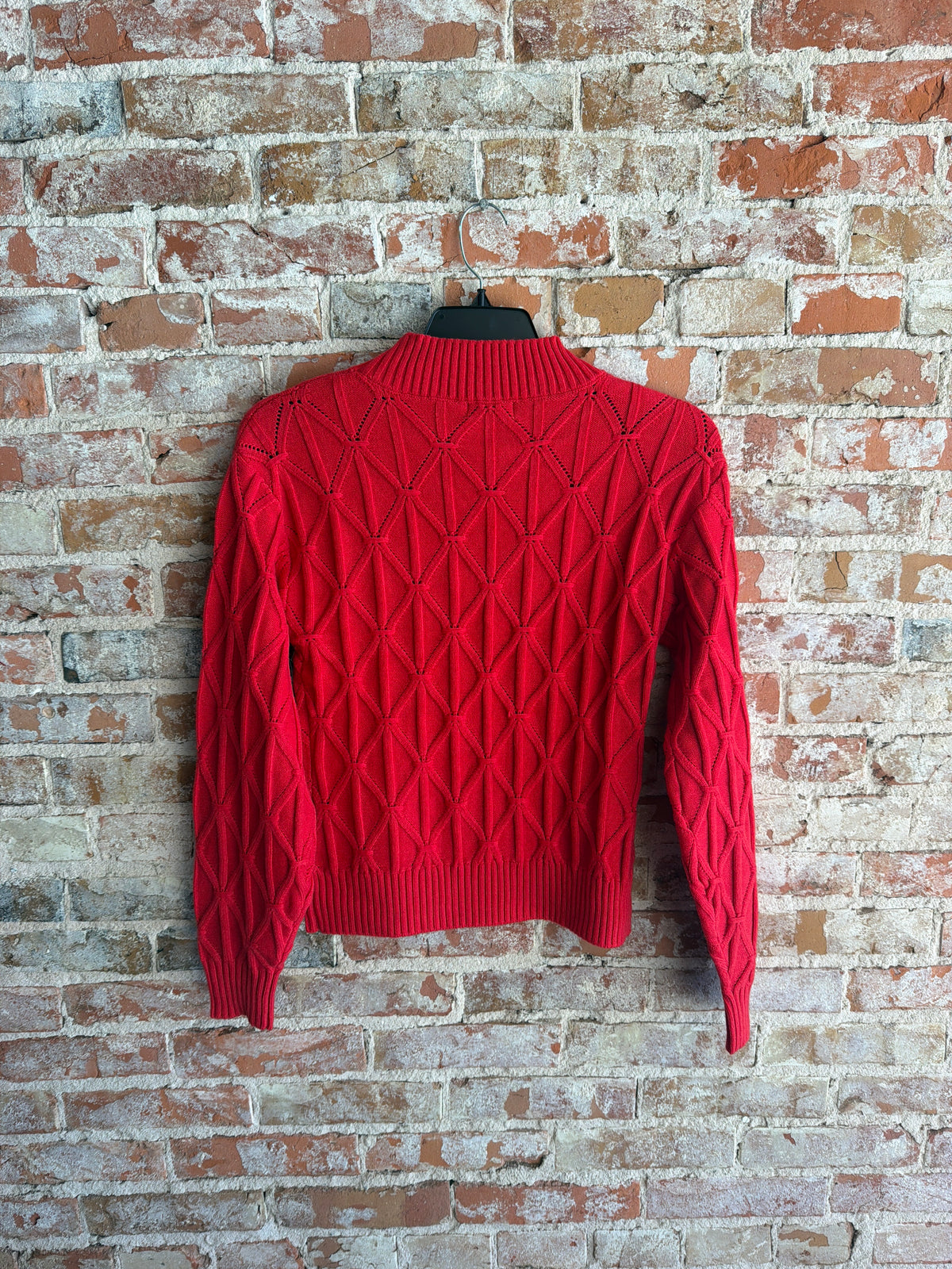 APNY Red Diamond Eyelet Sweater
