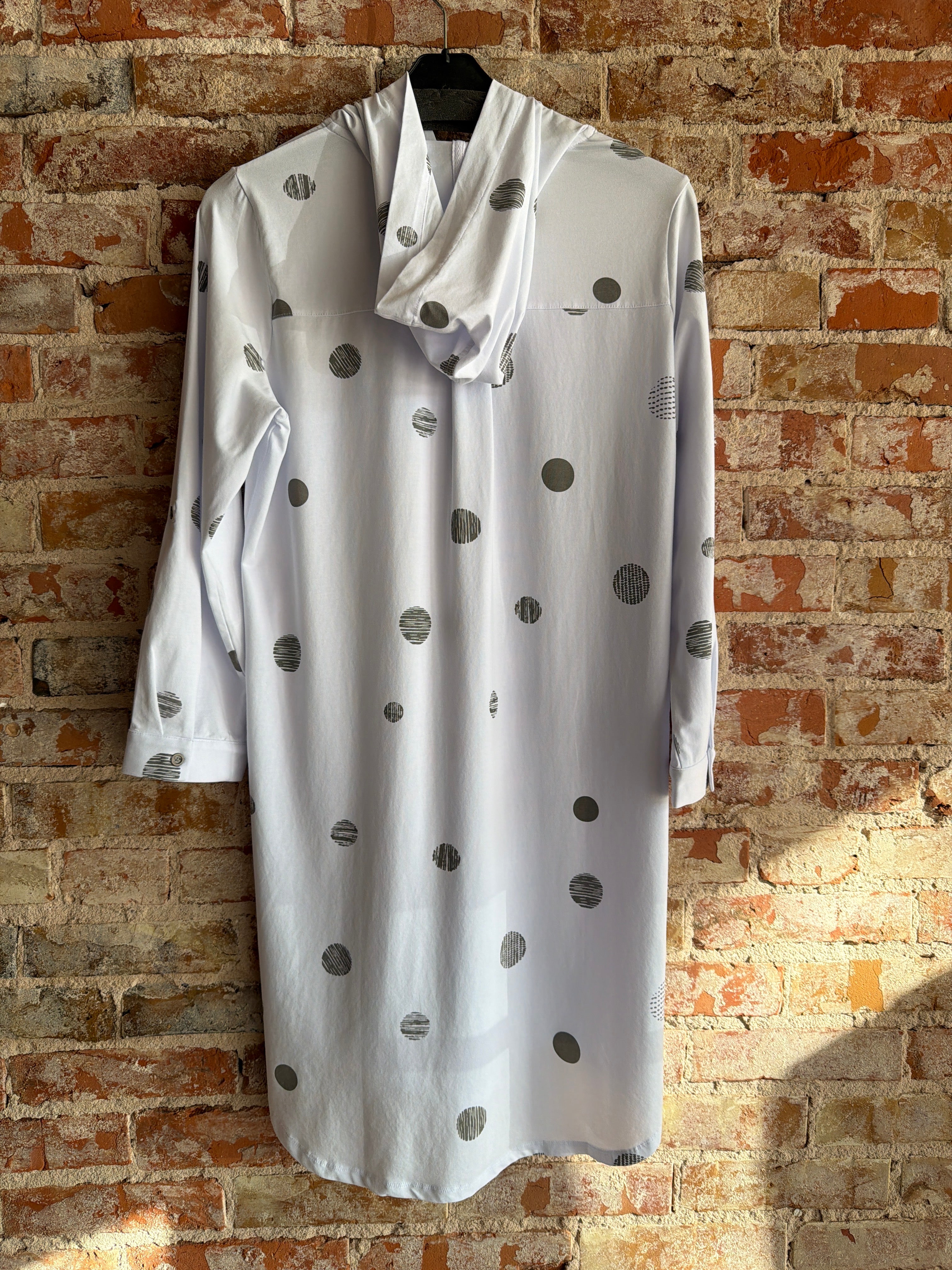 Dotted Maxi Hooded Jackect