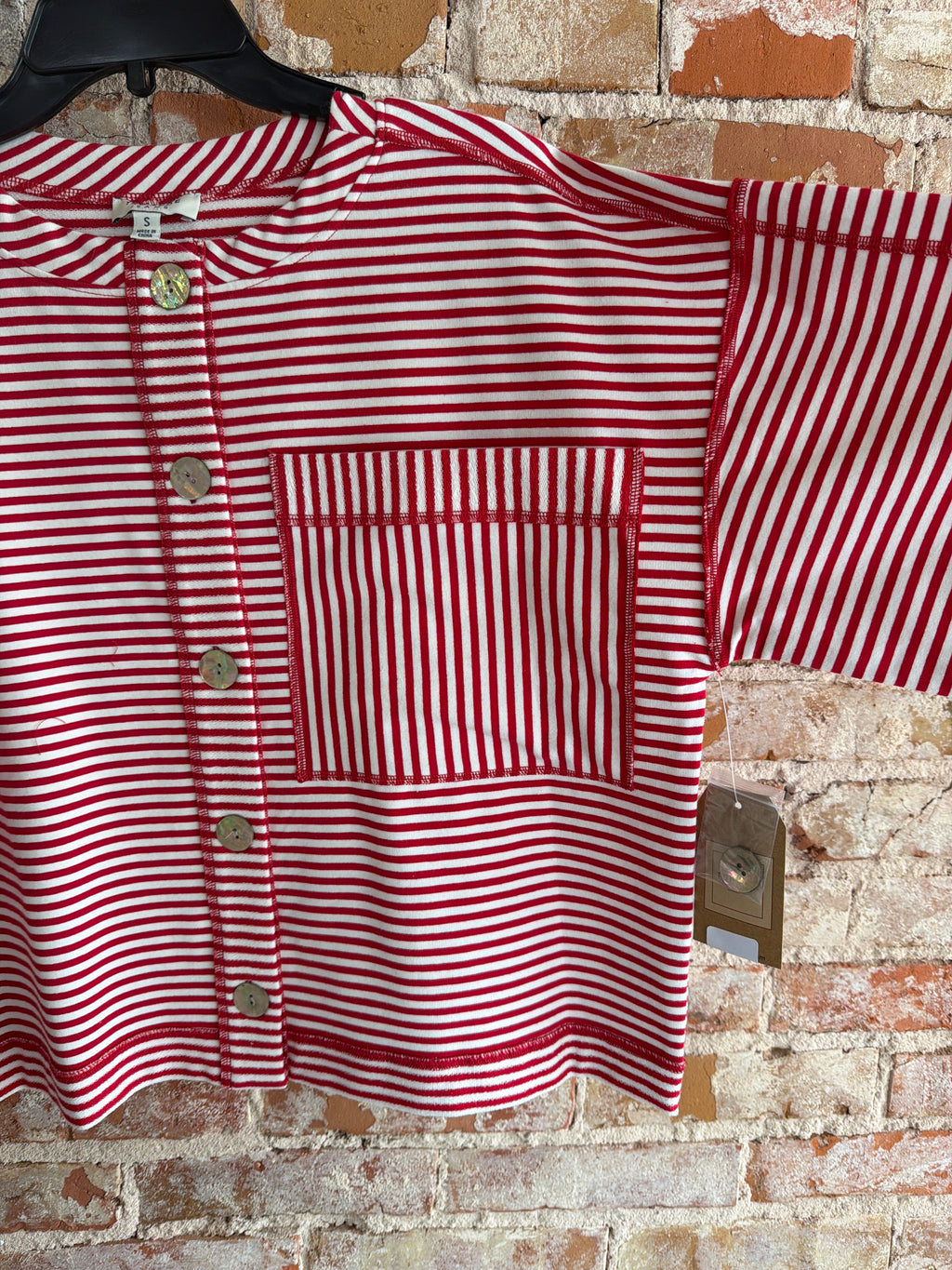 Tru Luxe Button Red Stripe Shirt