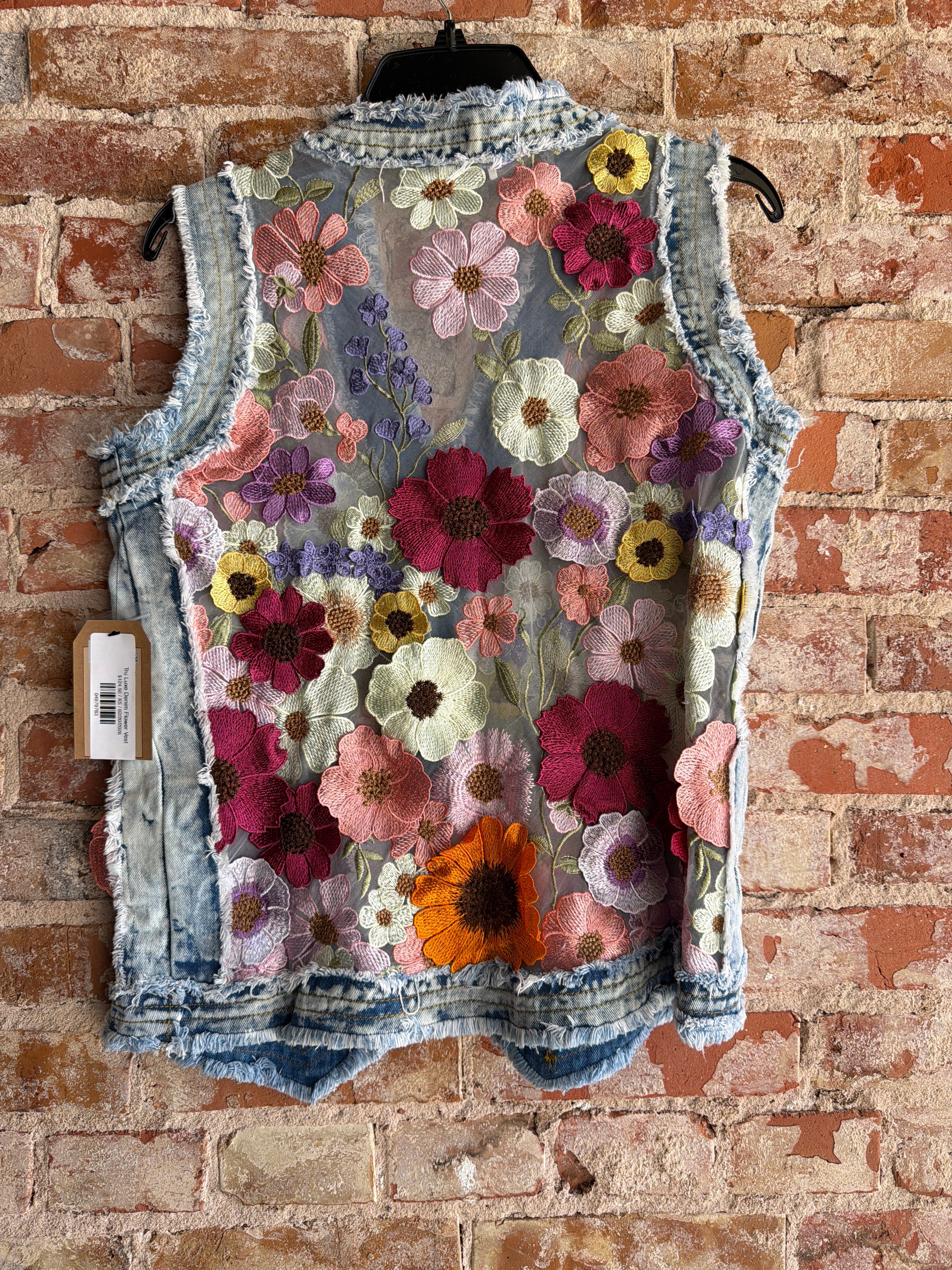 Tru Luxe Denim Flower Vest