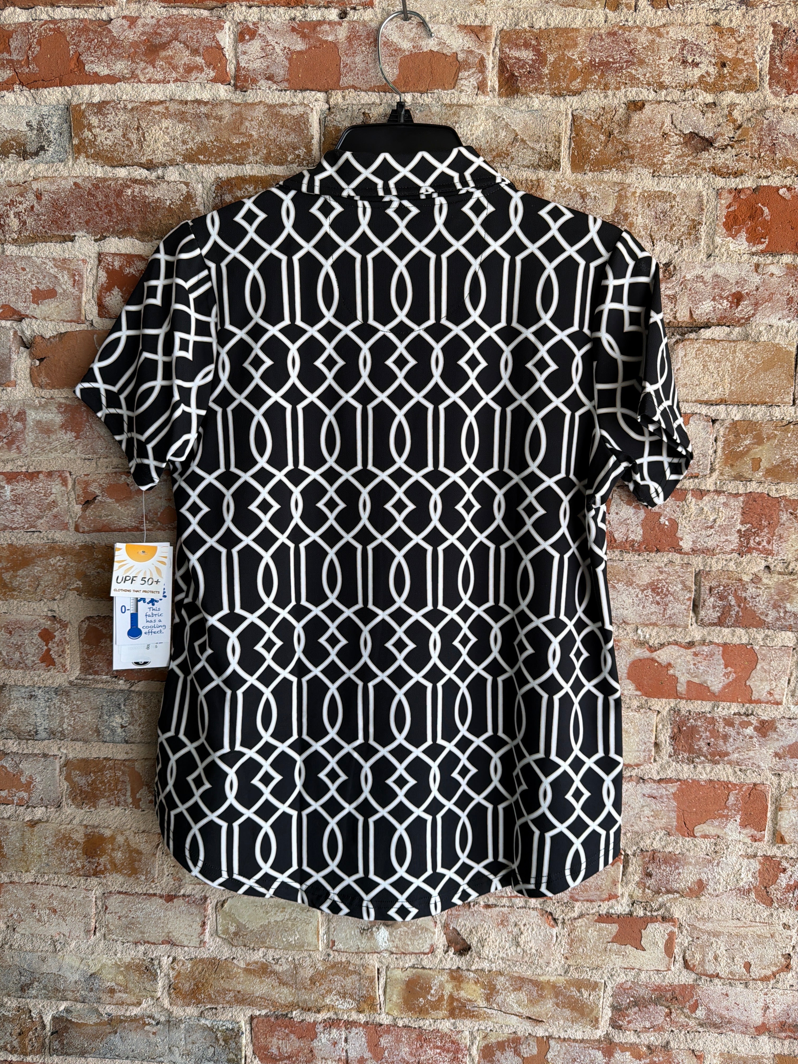 Lulu-B Short sleeve collar printed top