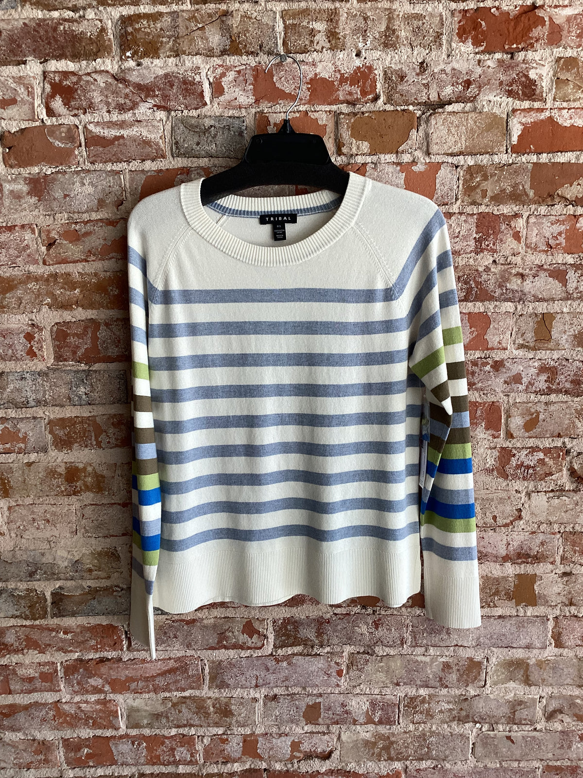 Tribal Crew NK colored sleeve sweater