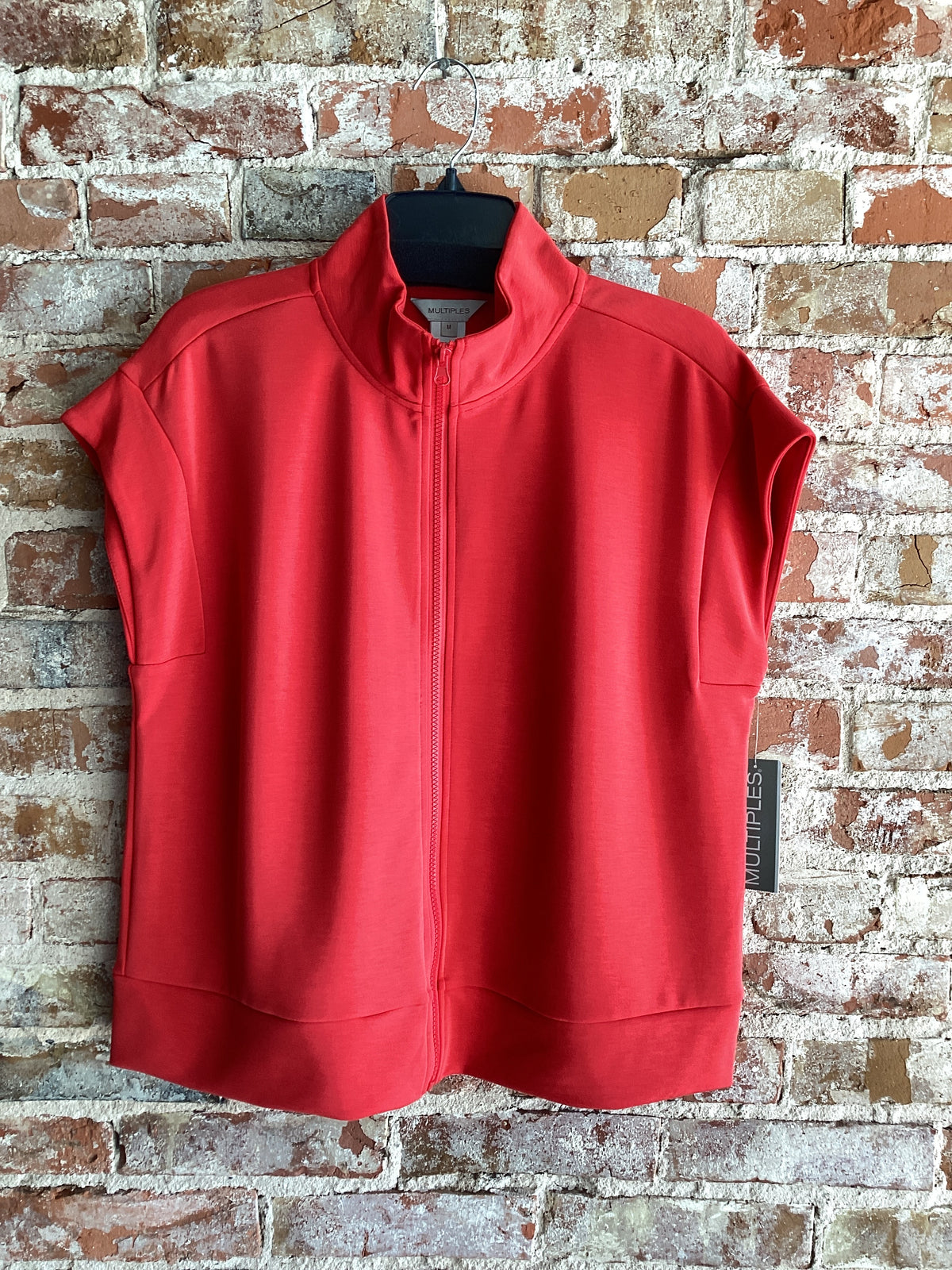 Multiples Knit Cuffed L/S Band Collar Zip Frnt JKT