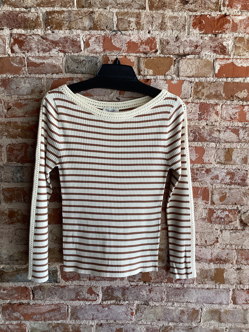 Stripe Sweater W/ Crochet Trim