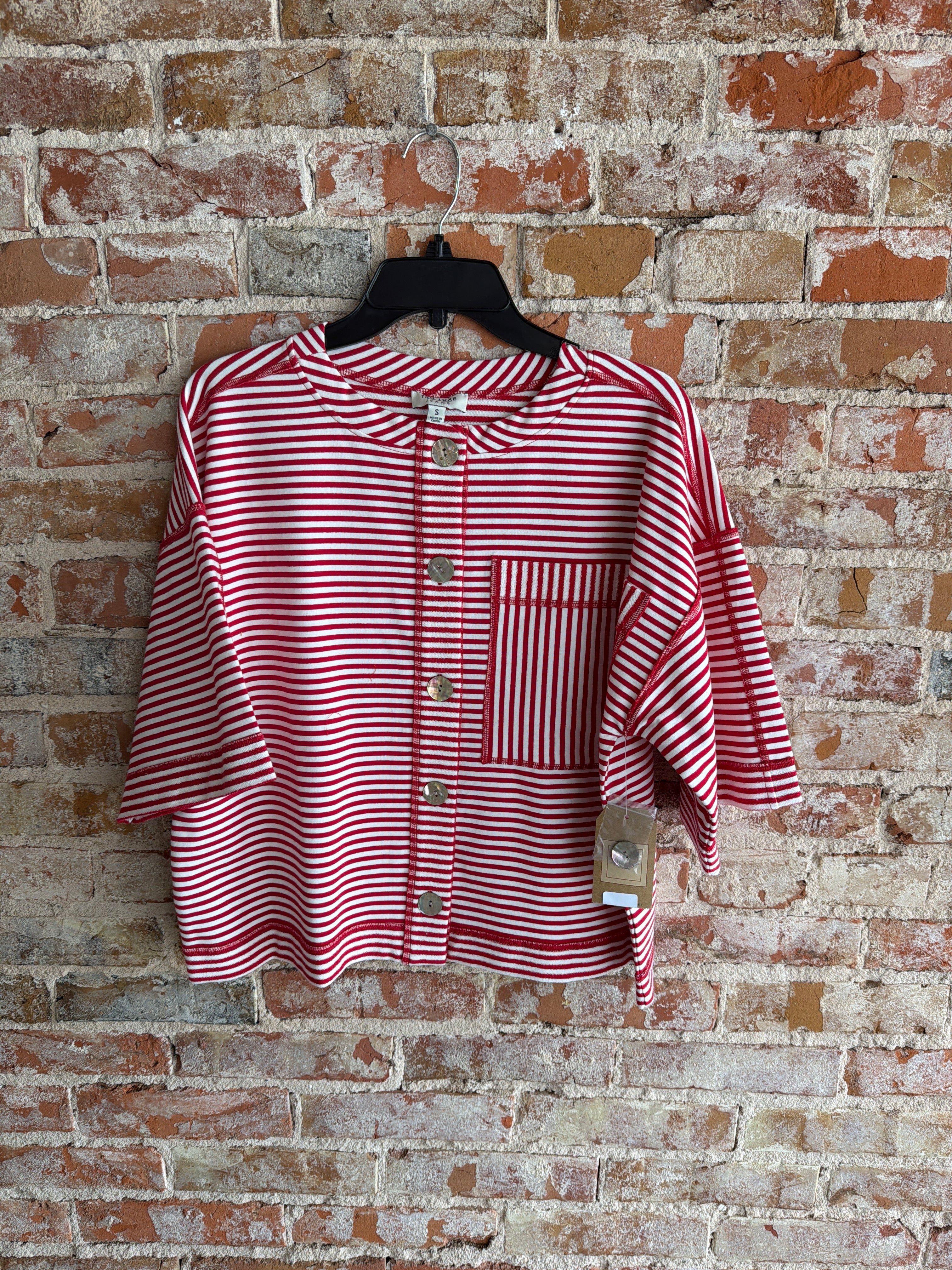 Tru Luxe Button Red Stripe Shirt