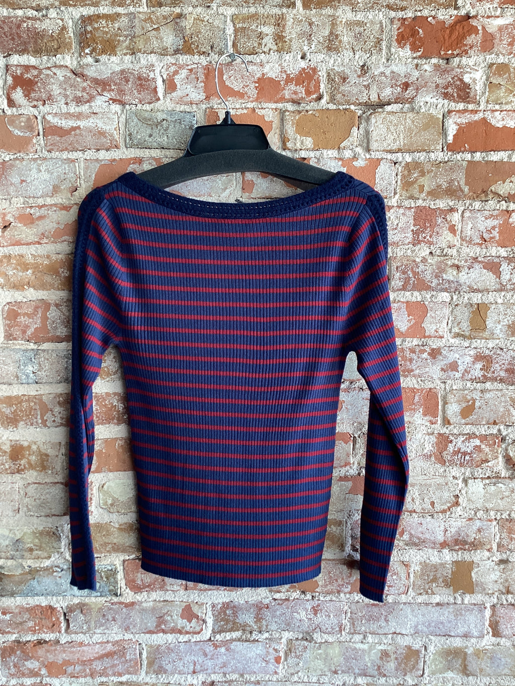 Stripe Sweater W/ Crochet Trim