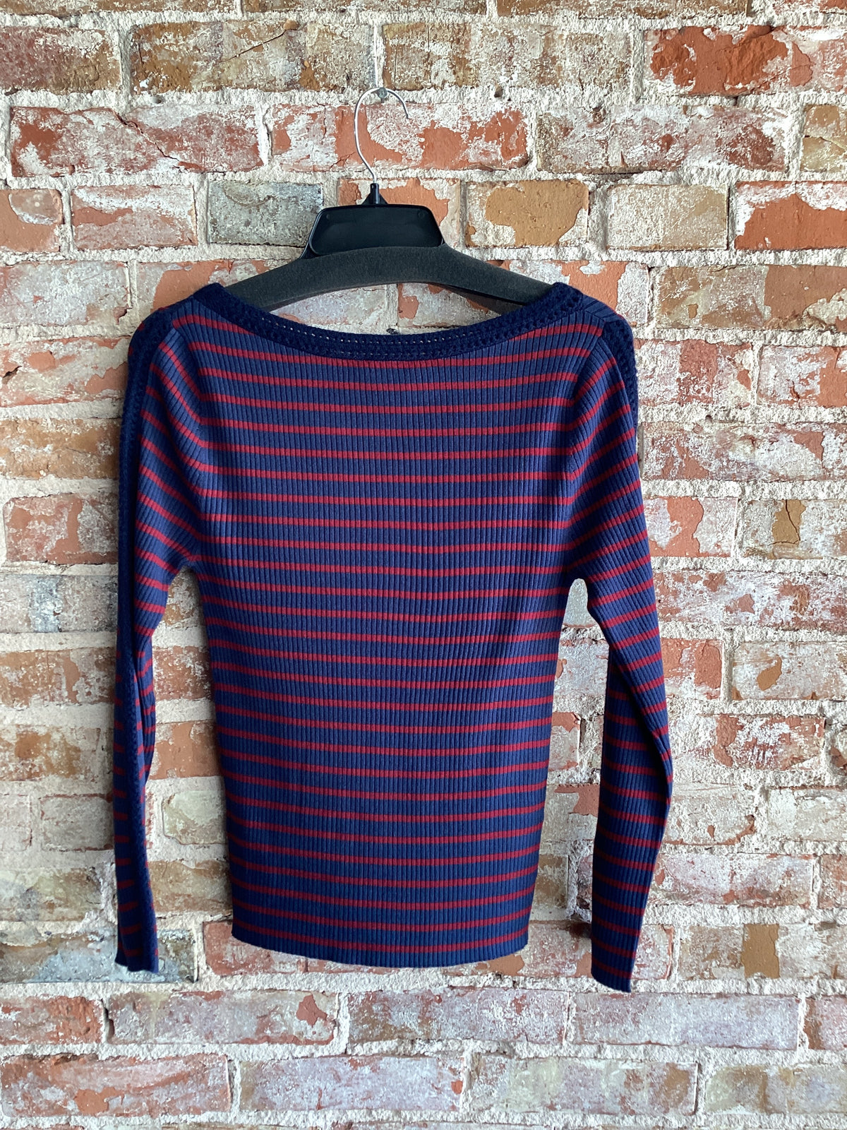 Stripe Sweater W/ Crochet Trim