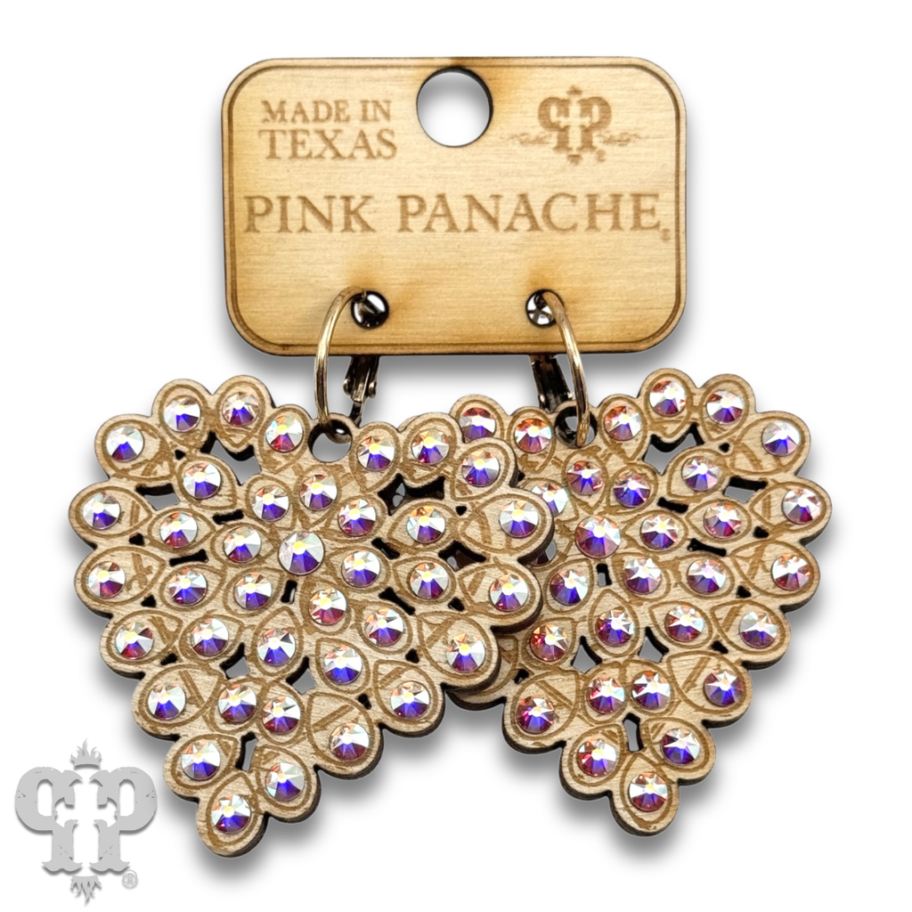 Pink Panache Laser cut rhinestone heart earring