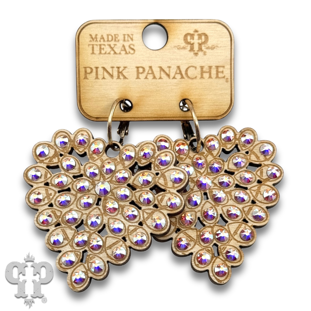 Pink Panache Laser cut rhinestone heart earring