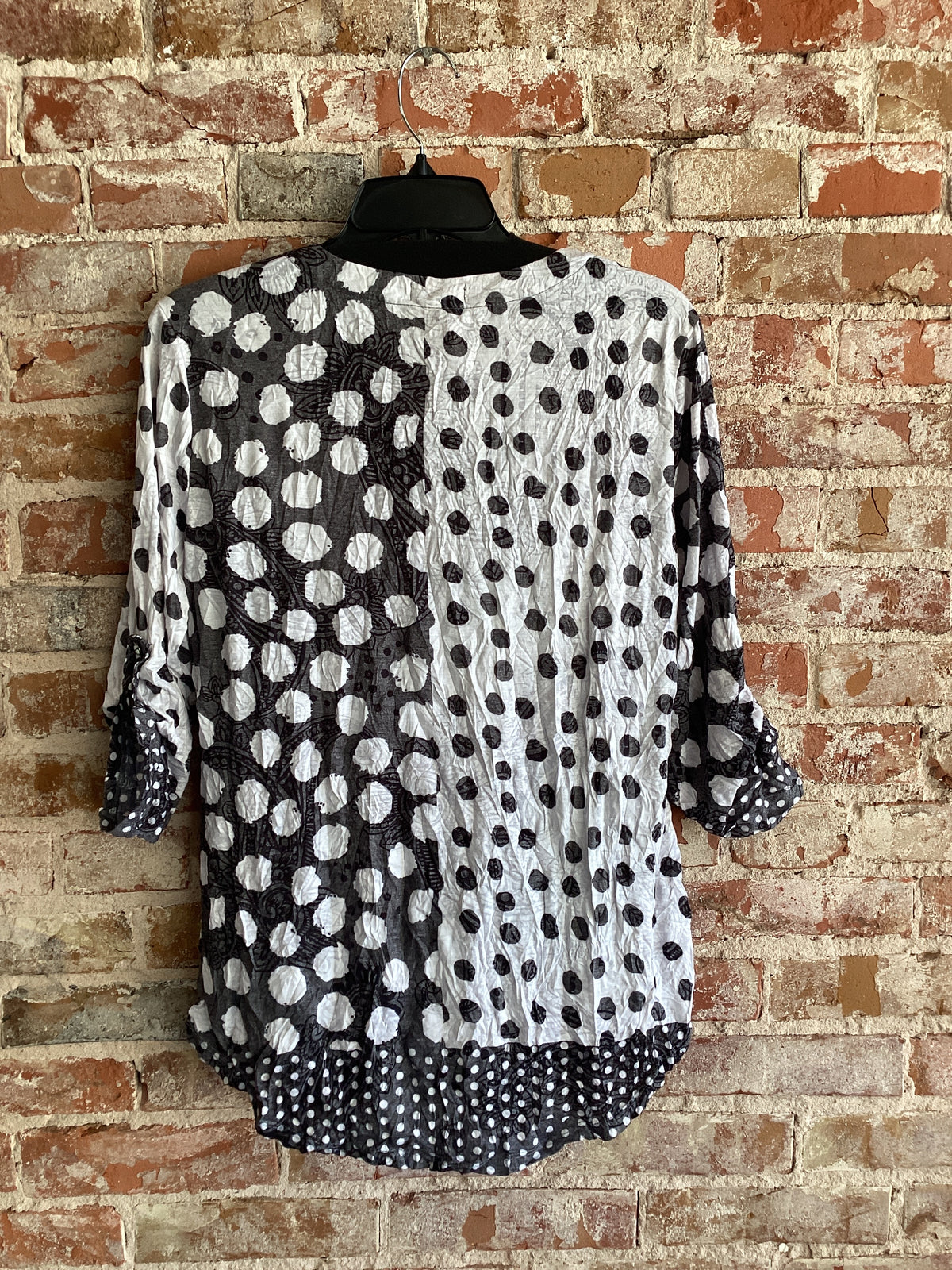Shana Apparel Crinkle Mix Media Dot Top