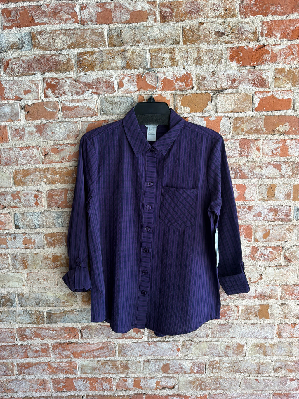 Multiples Wov Roll Tab Cuffed Hi-Lo Shirt