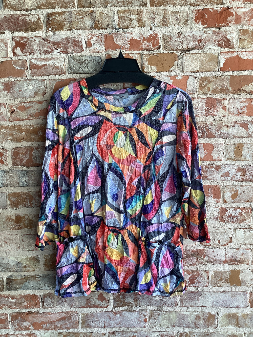 Shana Apparel Crinkle Stitch Two Pocket Top