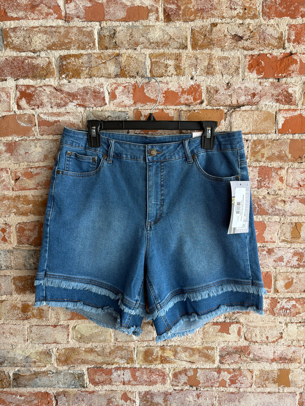 Multiples Fringe Hem Jean Shorts