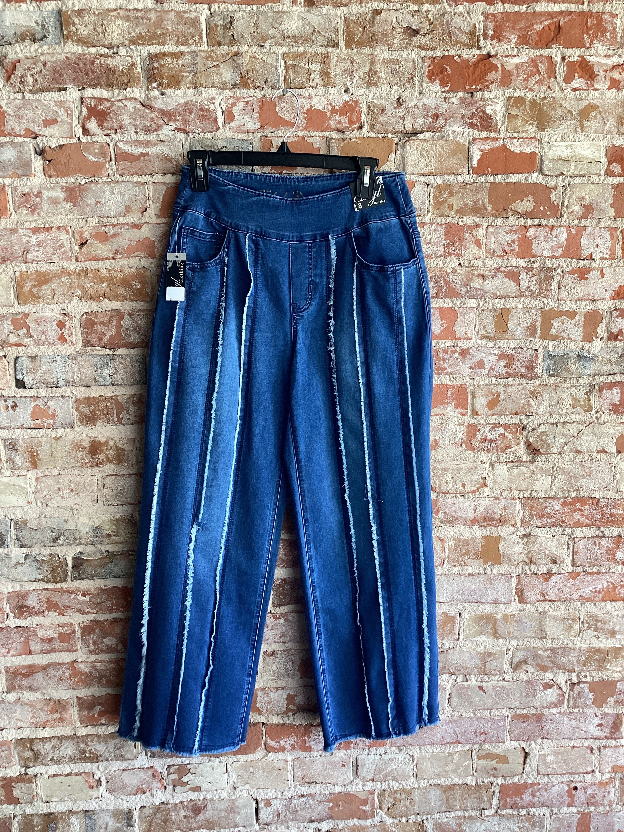 Ethyl Wide Leg Stripped Jeans
