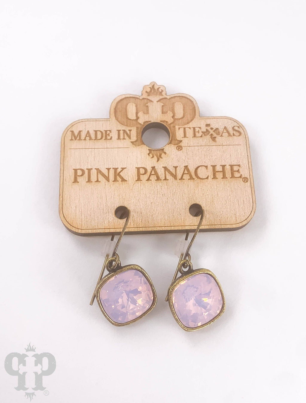 Pink Panache Austrian square crystal hook earring, 12mm