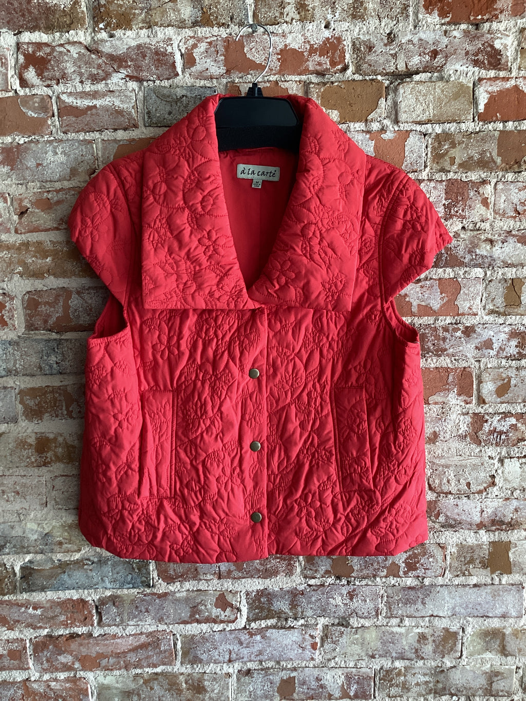 A La Carte Floral Embroidered Puffy Vest