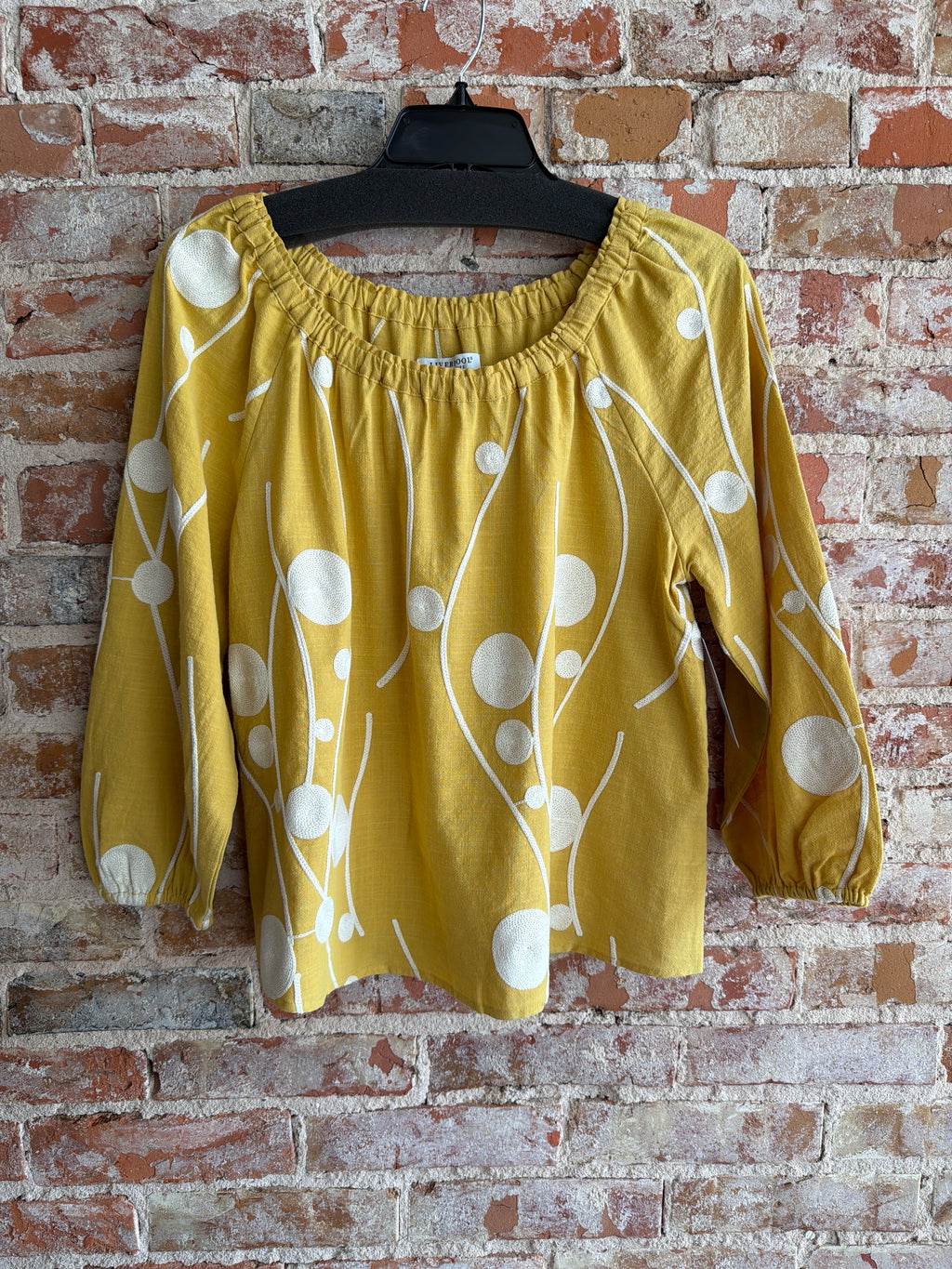 Liverpool 3/4 Sleeve Embroidery Top
