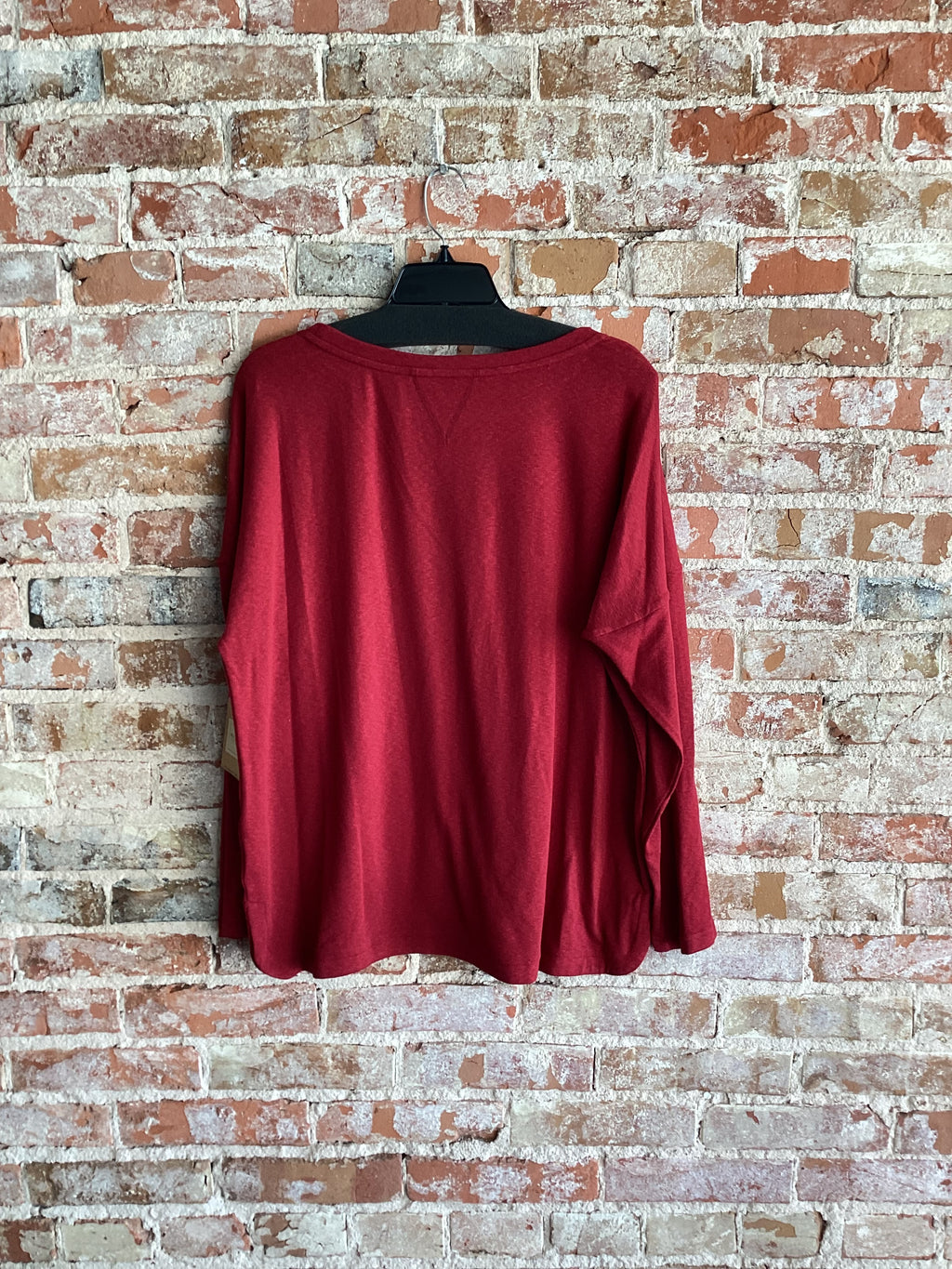 Tru Luxe Rib Knit Sleeve Top - Brick