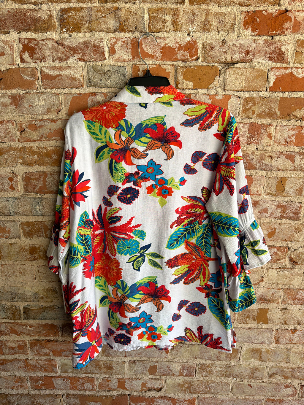 Multiples Button Front Tie Waist Top