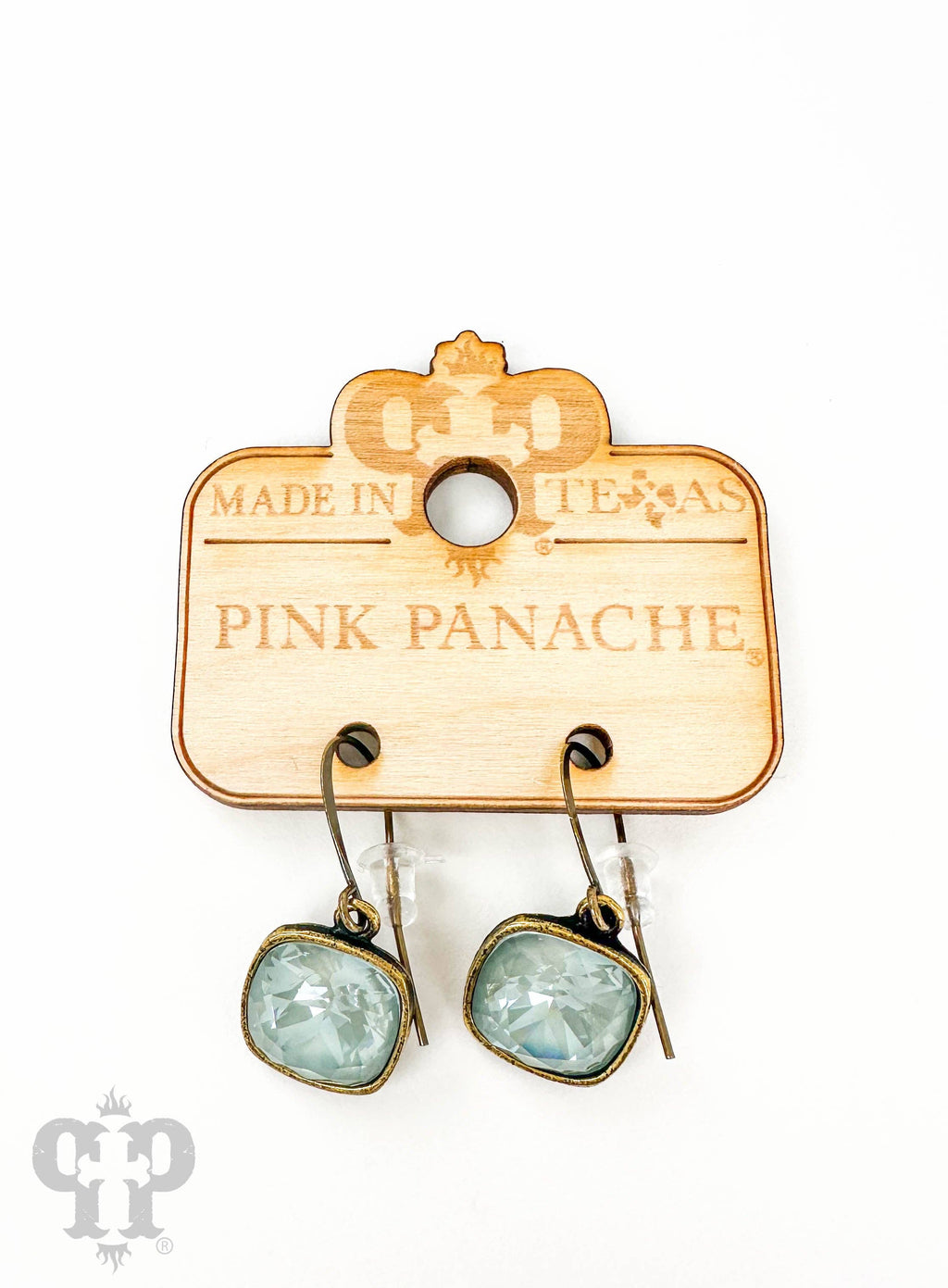 Pink Panache Austrian square crystal hook earring, 12mm