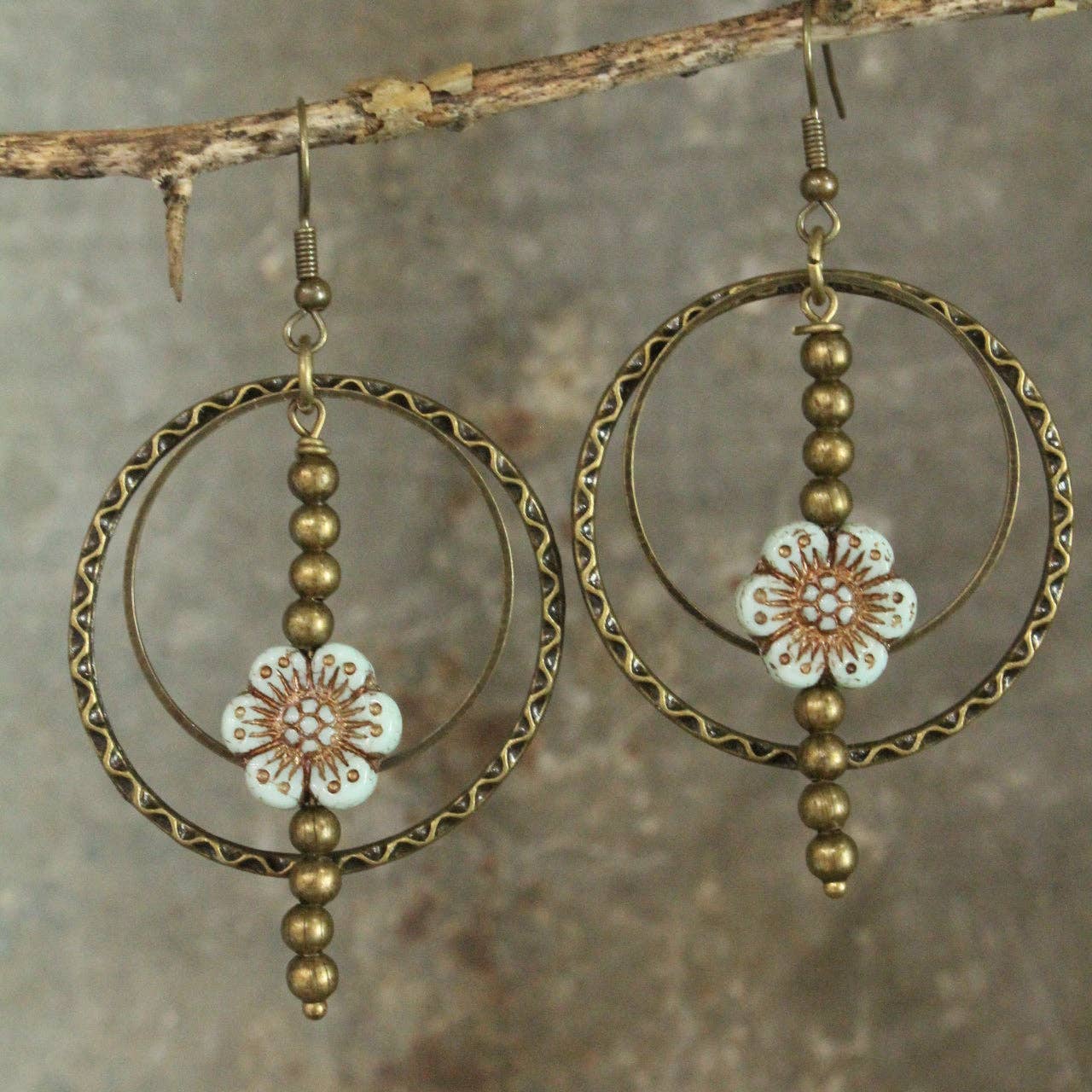 Picasso Wildflower Powder Blue Glass Bead Earrings