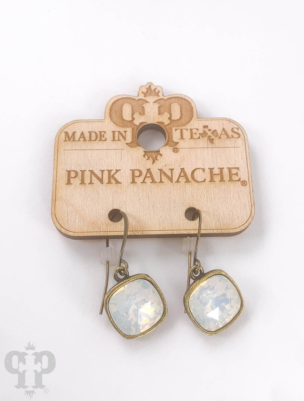 Pink Panache Austrian square crystal hook earring, 12mm