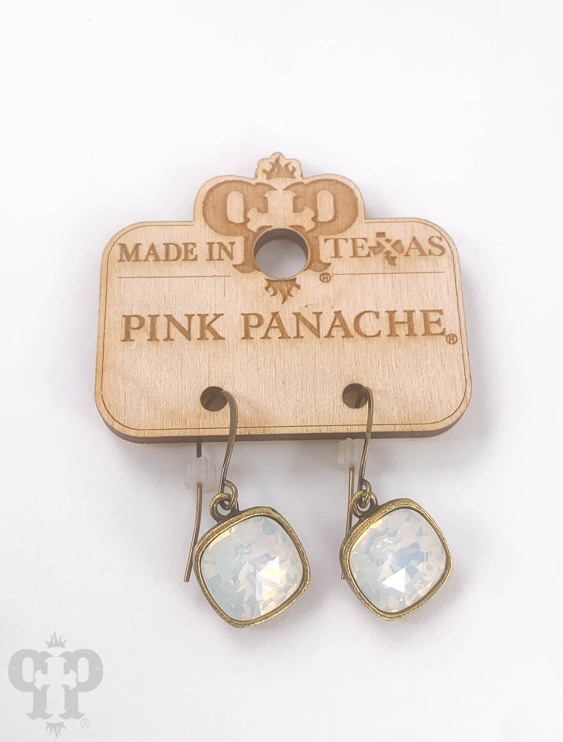 Pink Panache Austrian square crystal hook earring, 12mm
