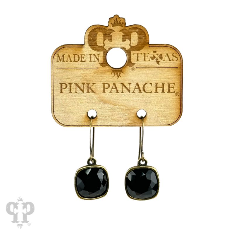 Pink Panache Austrian square crystal hook earring, 12mm
