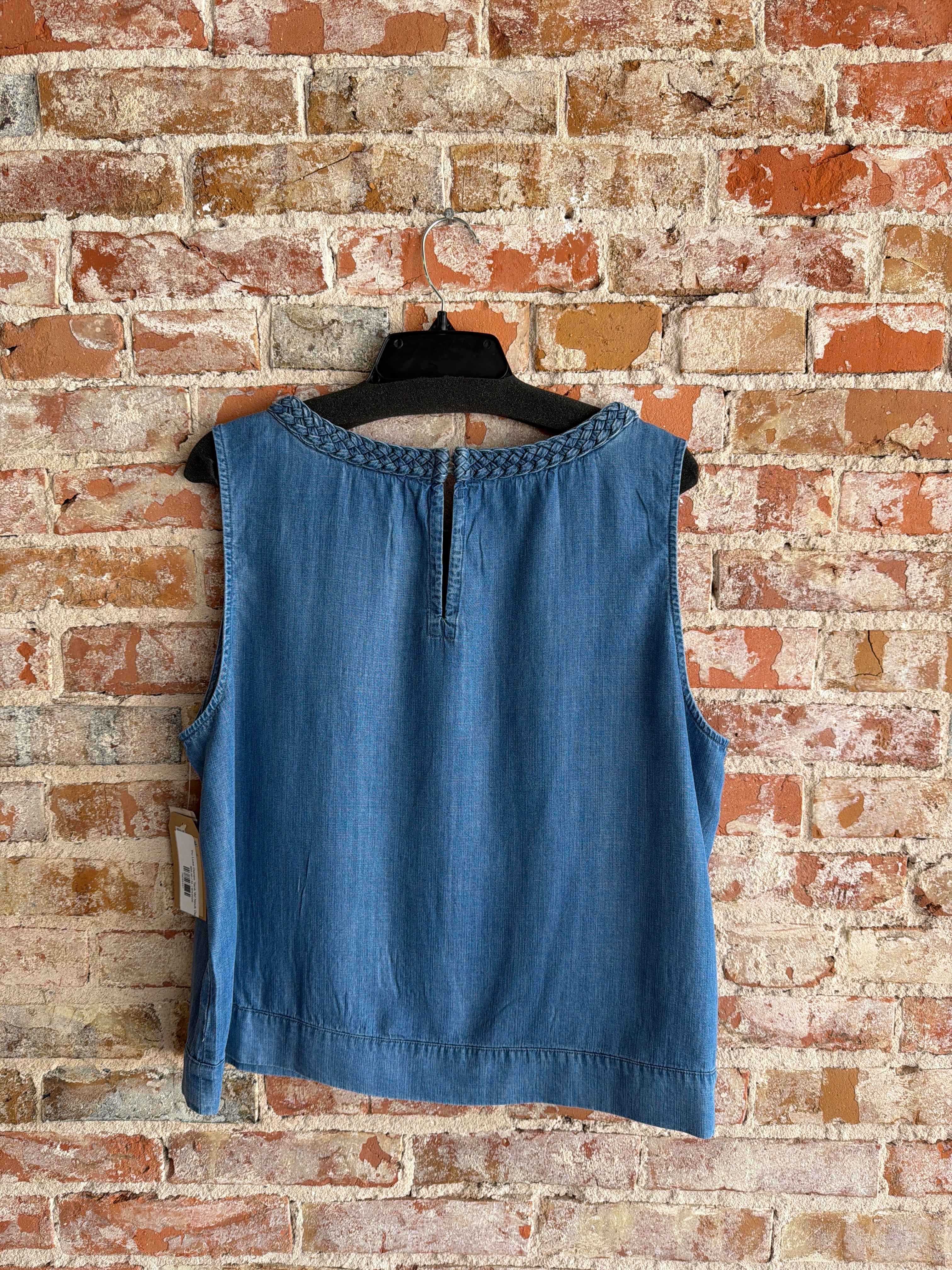 Tru Luxe Denim Tank W/ Neck Detail